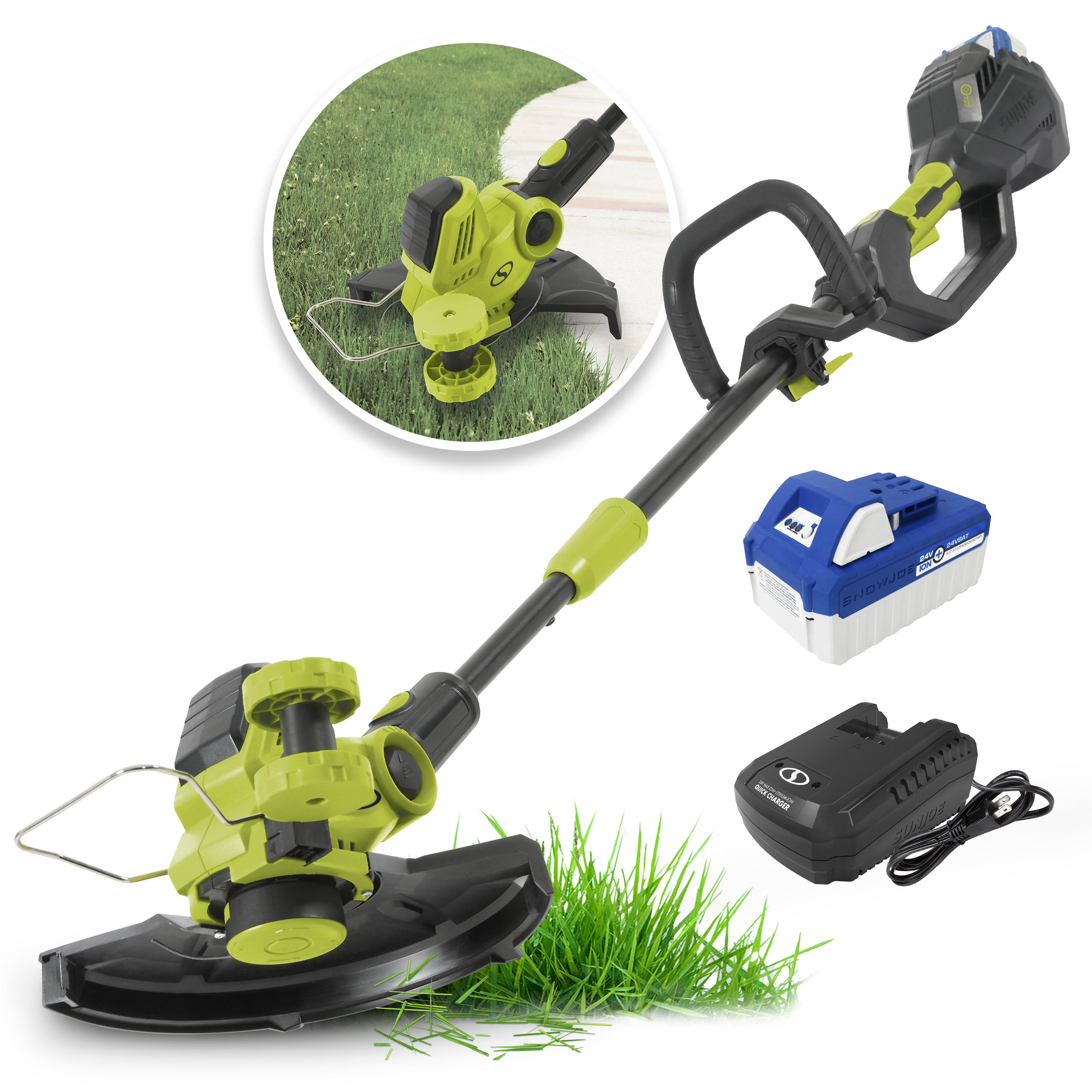 Sun Joe 24V-ST14 24-Volt* IONMAX Cordless String Trimmer Kit  | 12-inch | Multi-Angle Head | W/ 4.0-Ah Battery + Charger