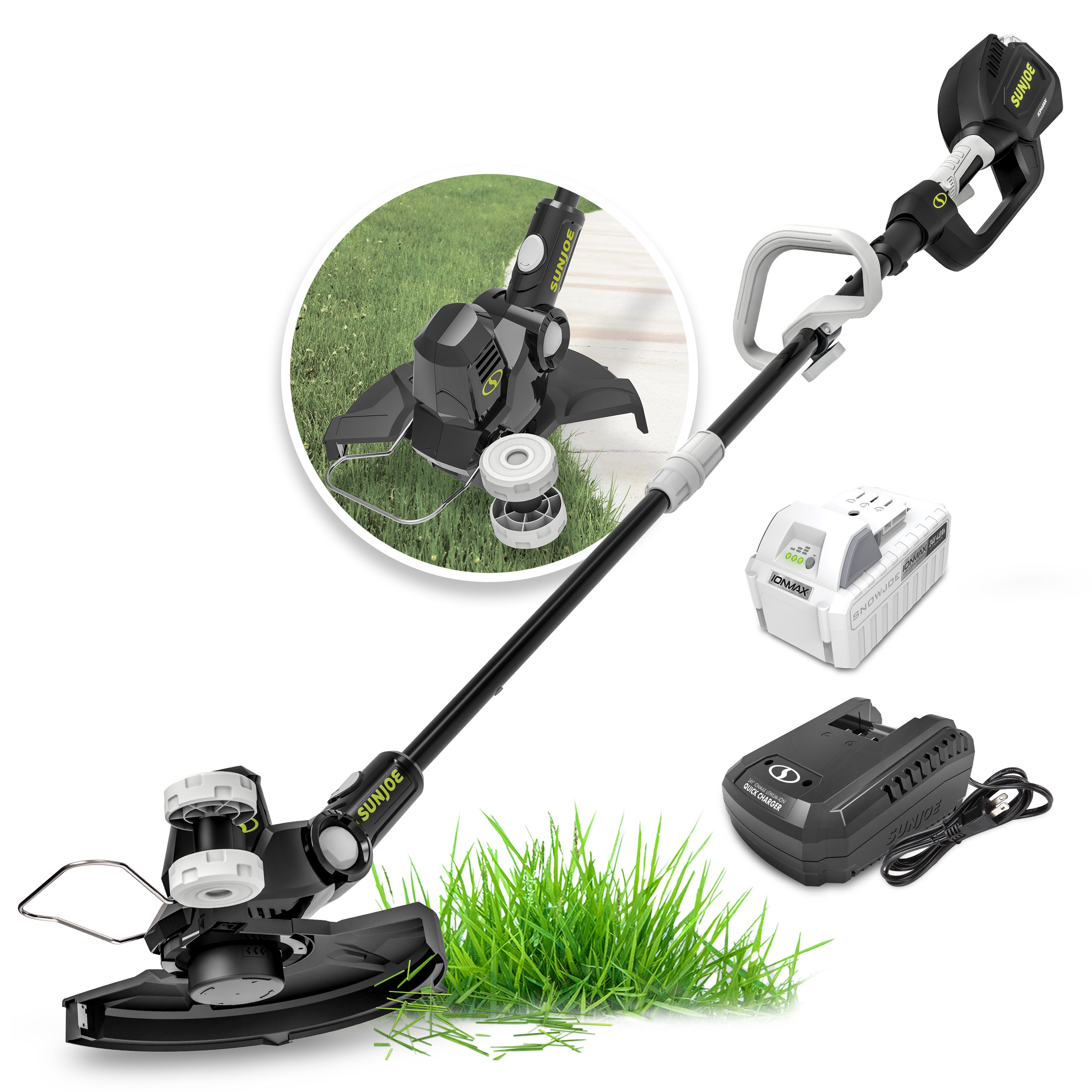 Sun Joe 24V-ST14 24-Volt* IONMAX Cordless String Trimmer Kit  | 12-inch | Multi-Angle Head | W/ 4.0-Ah Battery + Charger