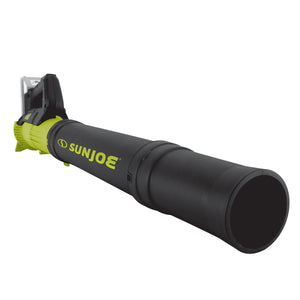 Angled close-up of the Sun Joe 24-Volt Cordless Turbine Leaf Blower.