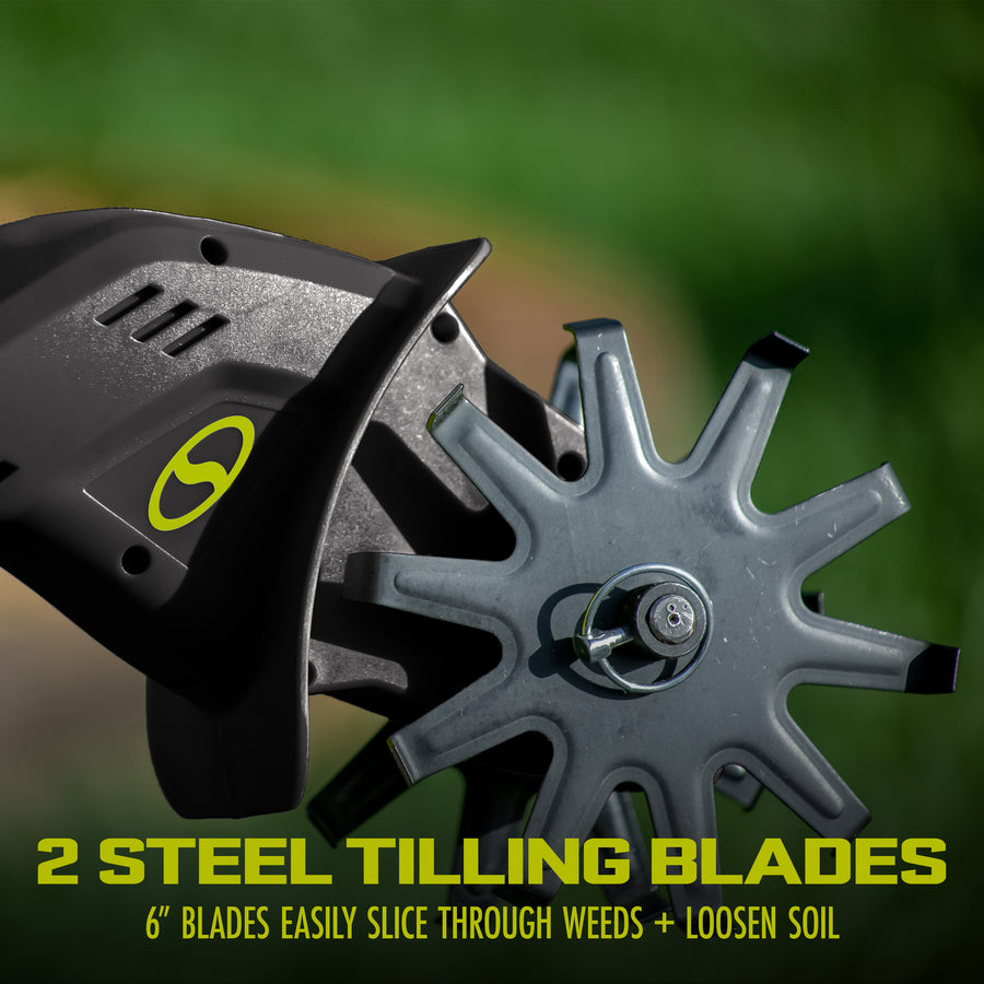 Sun Joe 24V-TLR-CT steel tilling blades