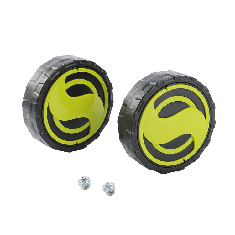 Replacement Wheel Kit for Sun Joe 17-inch Cordless Lawn Mower.