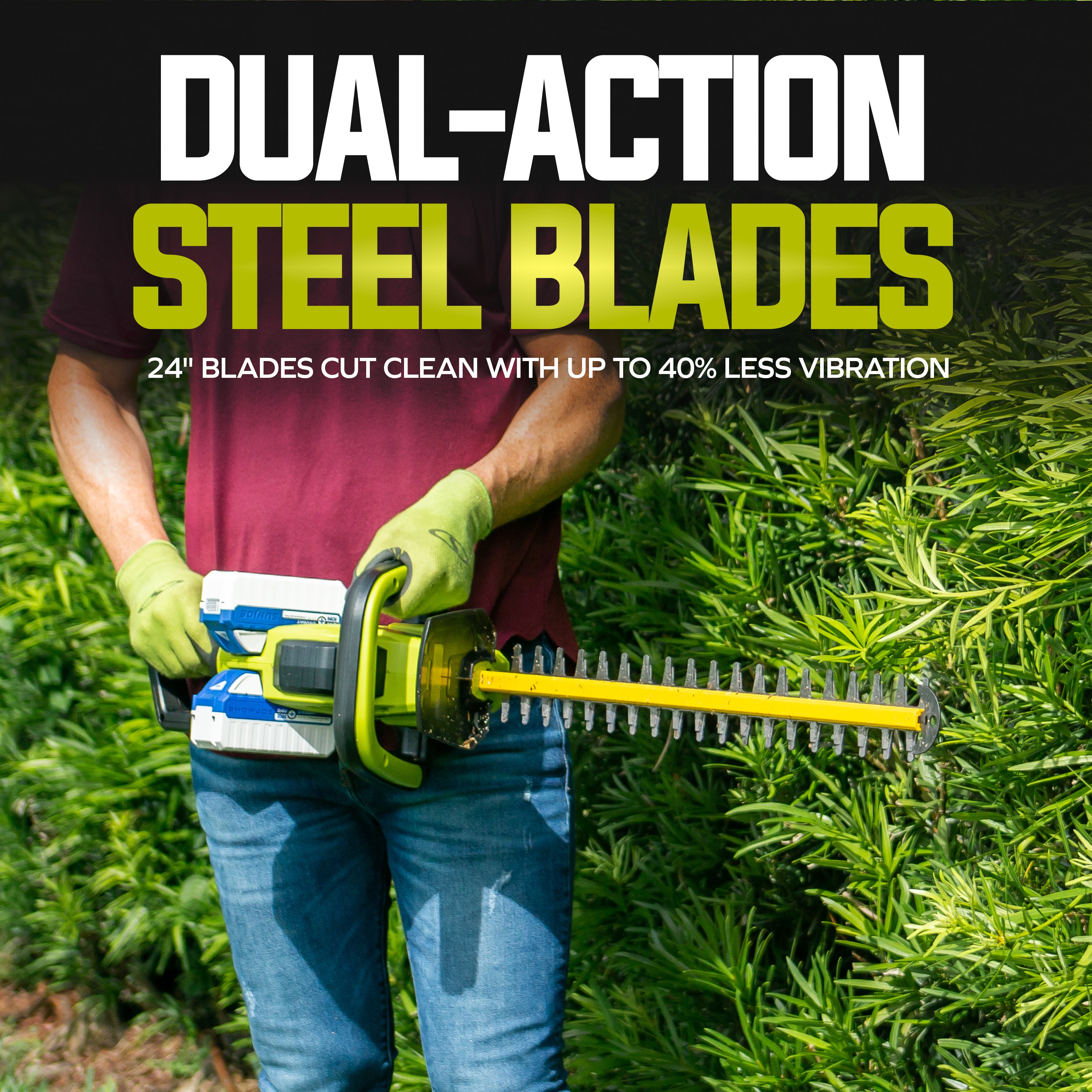 Sun Joe 24V-X2-24HT-CT 48-Volt IONMAX Cordless Hedge Trimmer | 24-inch | Tool Only