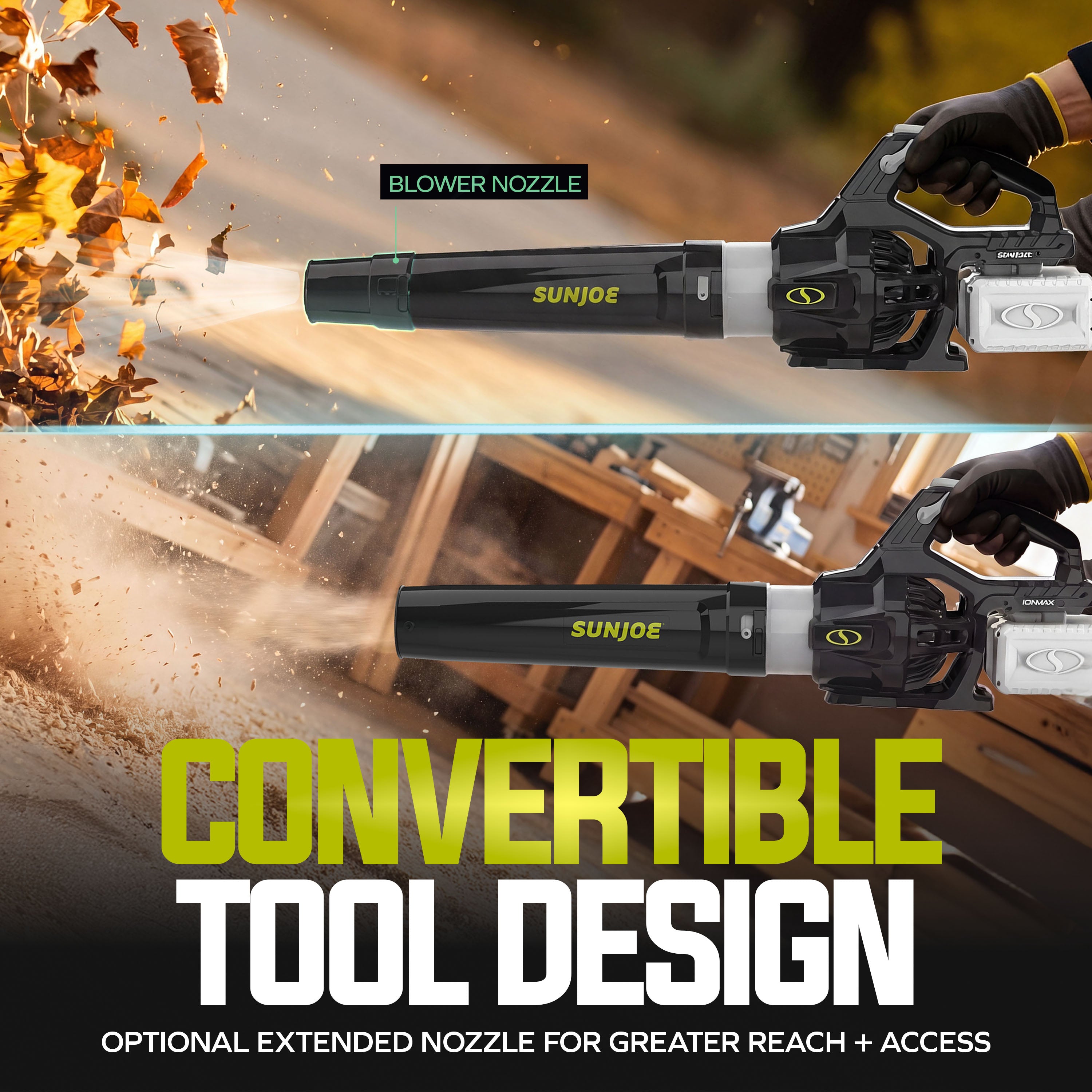 Sun Joe Cordless Brushless Turbine Jet Blower | W/ 2 x 2.0-Ah Batteries + Charger
