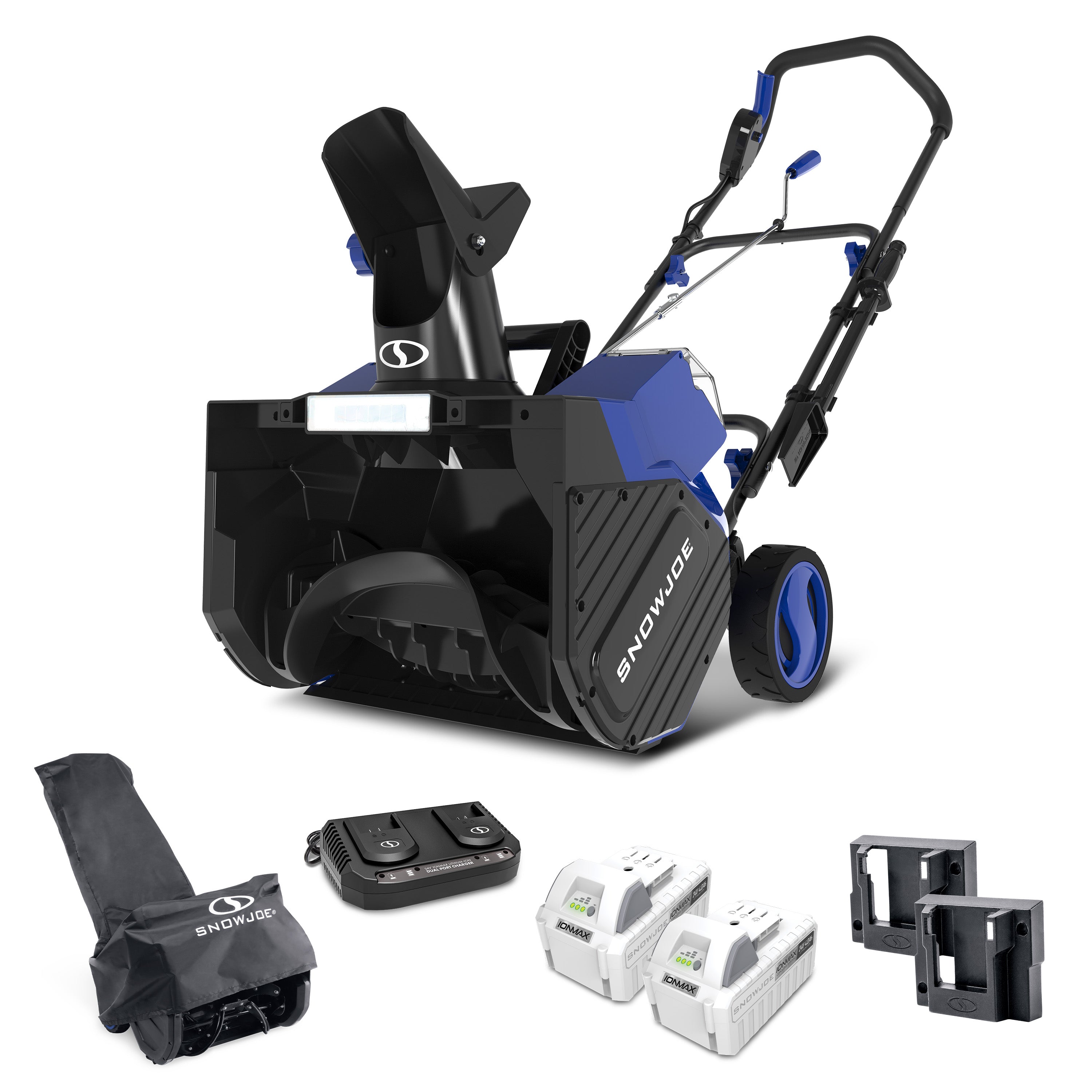 Snow Joe 24V-X2-SB18-MAX 48-Volt* IONMAX Snow Blower Bundle | W/ 2 x 4.0-Ah Batteries, Dual Port Charger, Cover, and 2 x Battery Holders