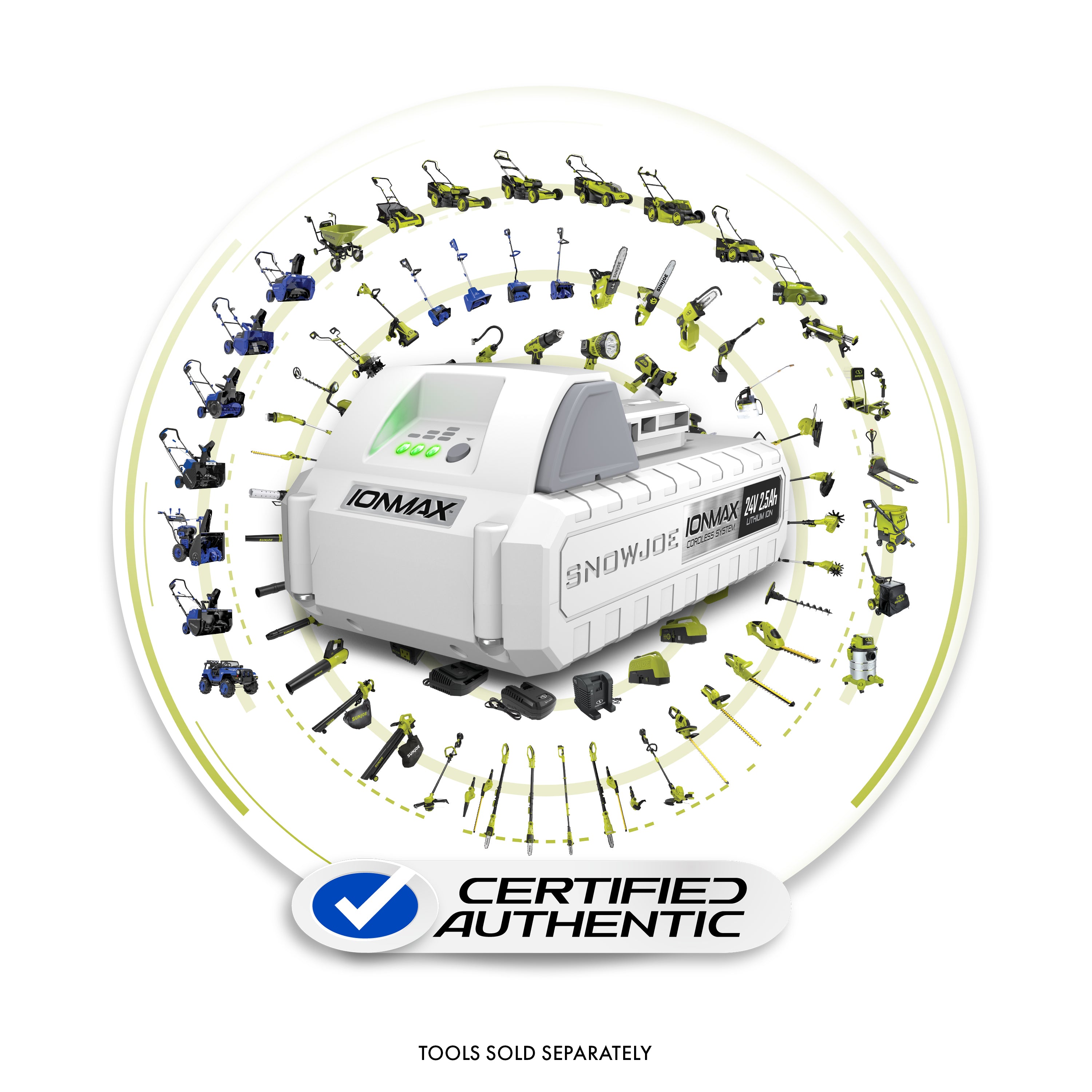Snow Joe 24VBAT-LT CERTIFIED AUTHENTIC IONMAX 24-Volt* 2.5-Ah Lithium-ION Battery | Universal for all JOE Brands (Sun Joe, Auto Joe, Snow Joe, Power Joe) IONMAX Devices | Battery Management System | 3-Stage LED Display