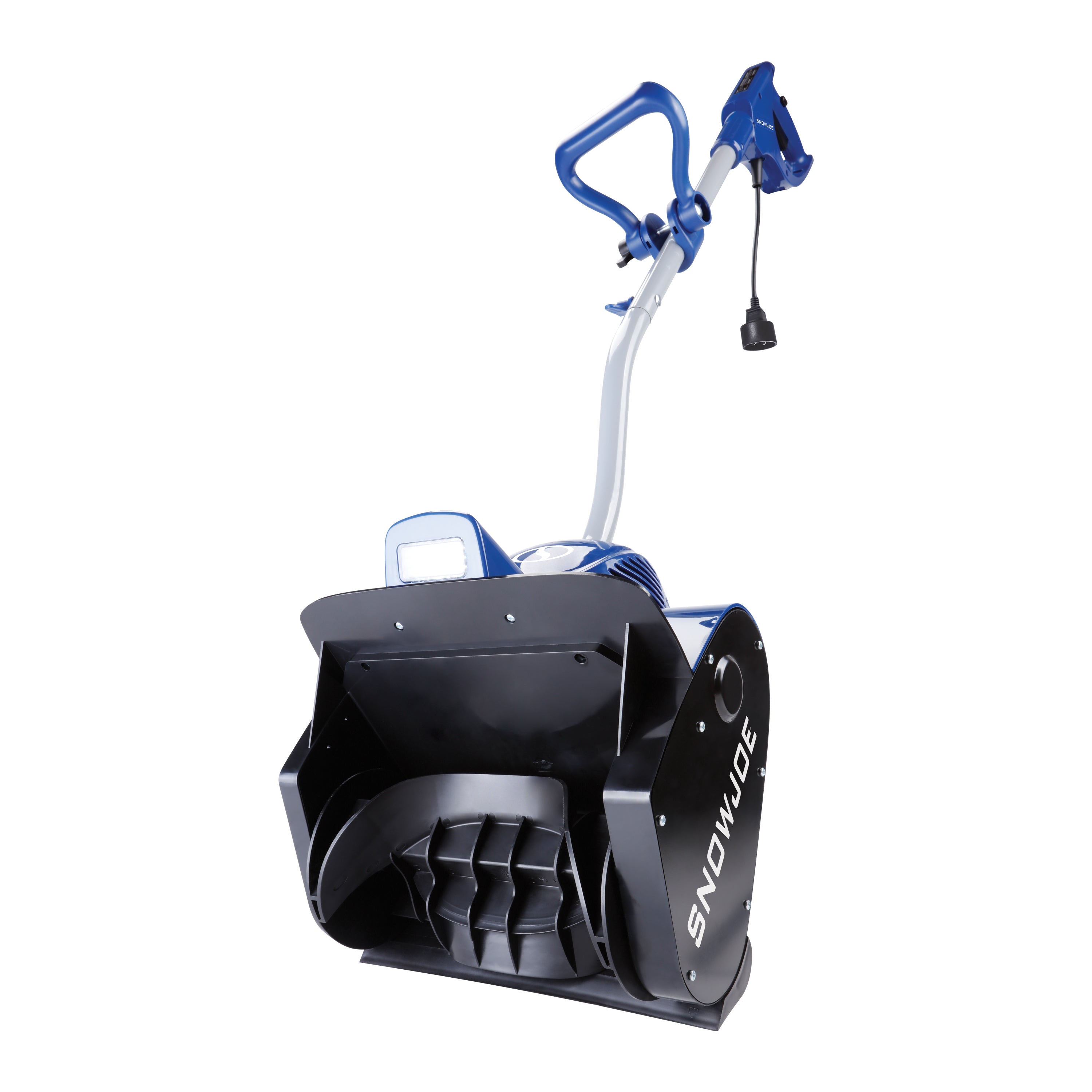 Snow Joe 10-amp 11-inch electric snow shovel with headlight.