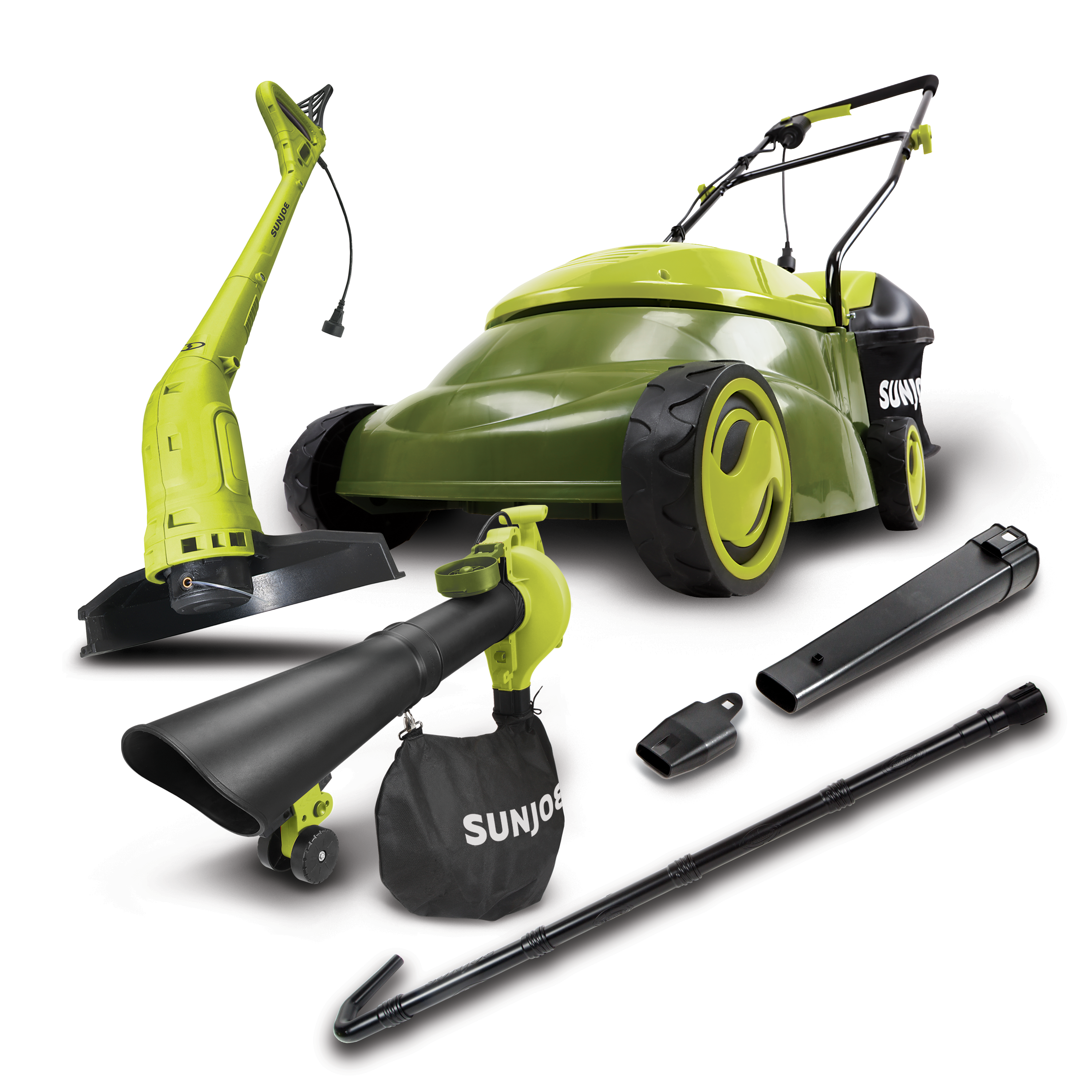 Sun Joe Lawn Lover Bundle | Electric Lawn Mower + Leaf Blower + String Trimmer