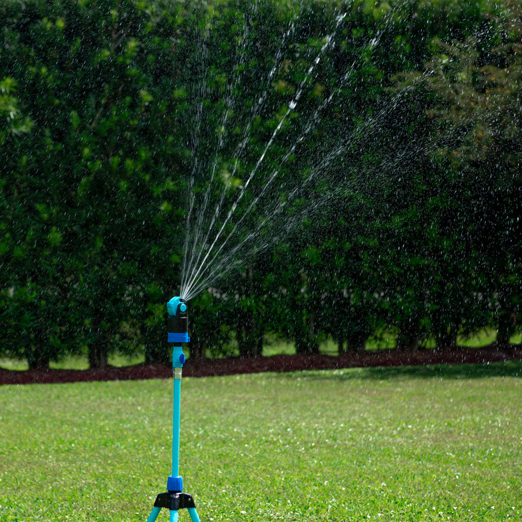 Multi spray setting for the Aqua Joe Indestructible Turbo Drive 360 Degree Telescoping Tripod Lawn and Garden Sprinkler and Mister.