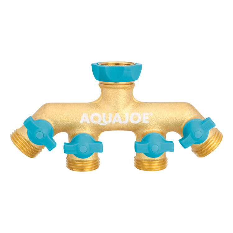 Aqua Joe 4-way brass Garden Hose Splitter.