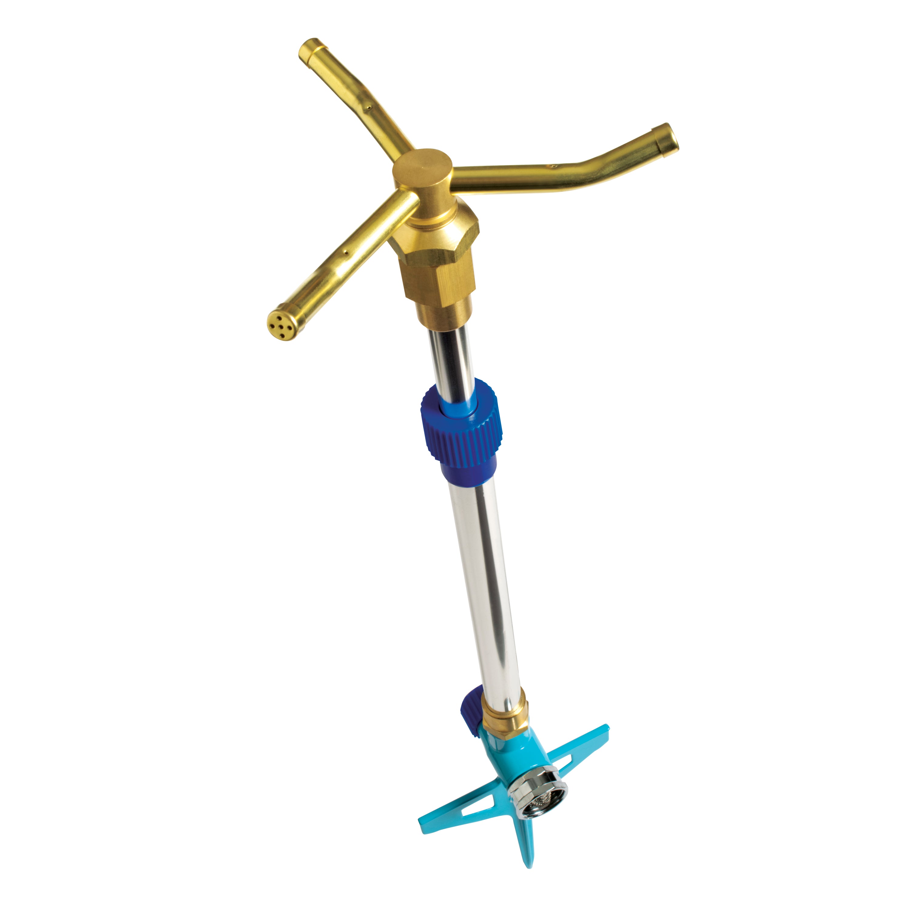 Aqua Joe 3-Arm Brass Rotary 360-Degree Telescoping Sprinkler.