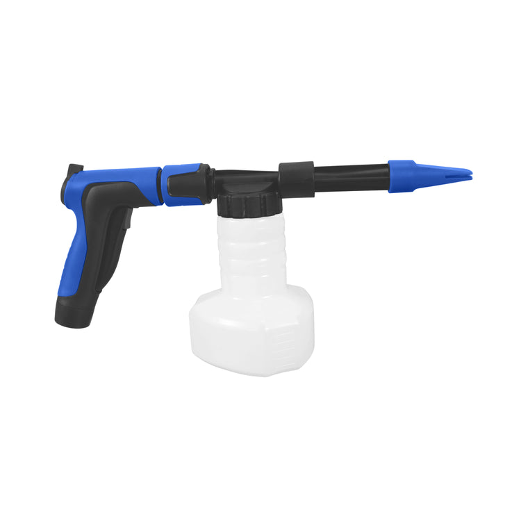 Side view of the Aqua Joe 2-in-1 all-purpose Hose-Powered Adjustable Foam Cannon Spray Gun Blaster.