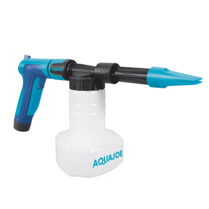 Angled view of the Aqua Joe 2-in-1 Hose-Powered Adjustable Foam Cannon Spray Gun Blaster.