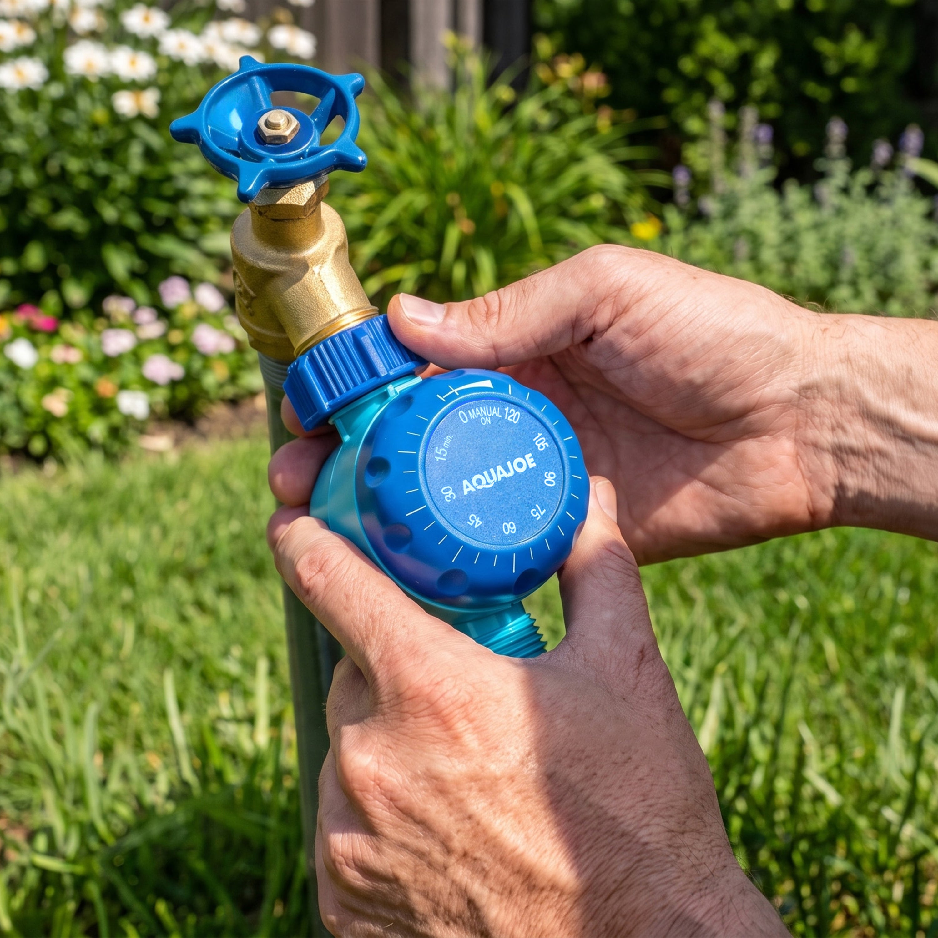 Aqua Joe Set of 2 Manual Water Timers | Dual-Zone Coverage | 2 Hours Max Timer | Built-In Timer Bypass Function