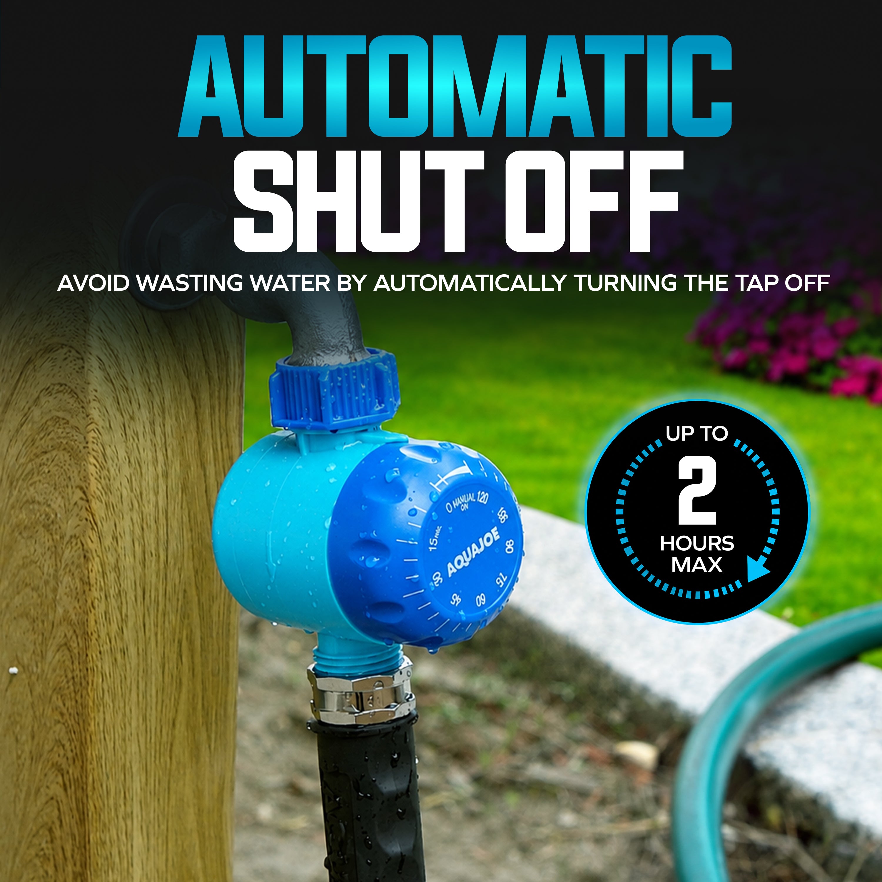 Aqua Joe Set of 2 Manual Water Timers | Dual-Zone Coverage | 2 Hours Max Timer | Built-In Timer Bypass Function