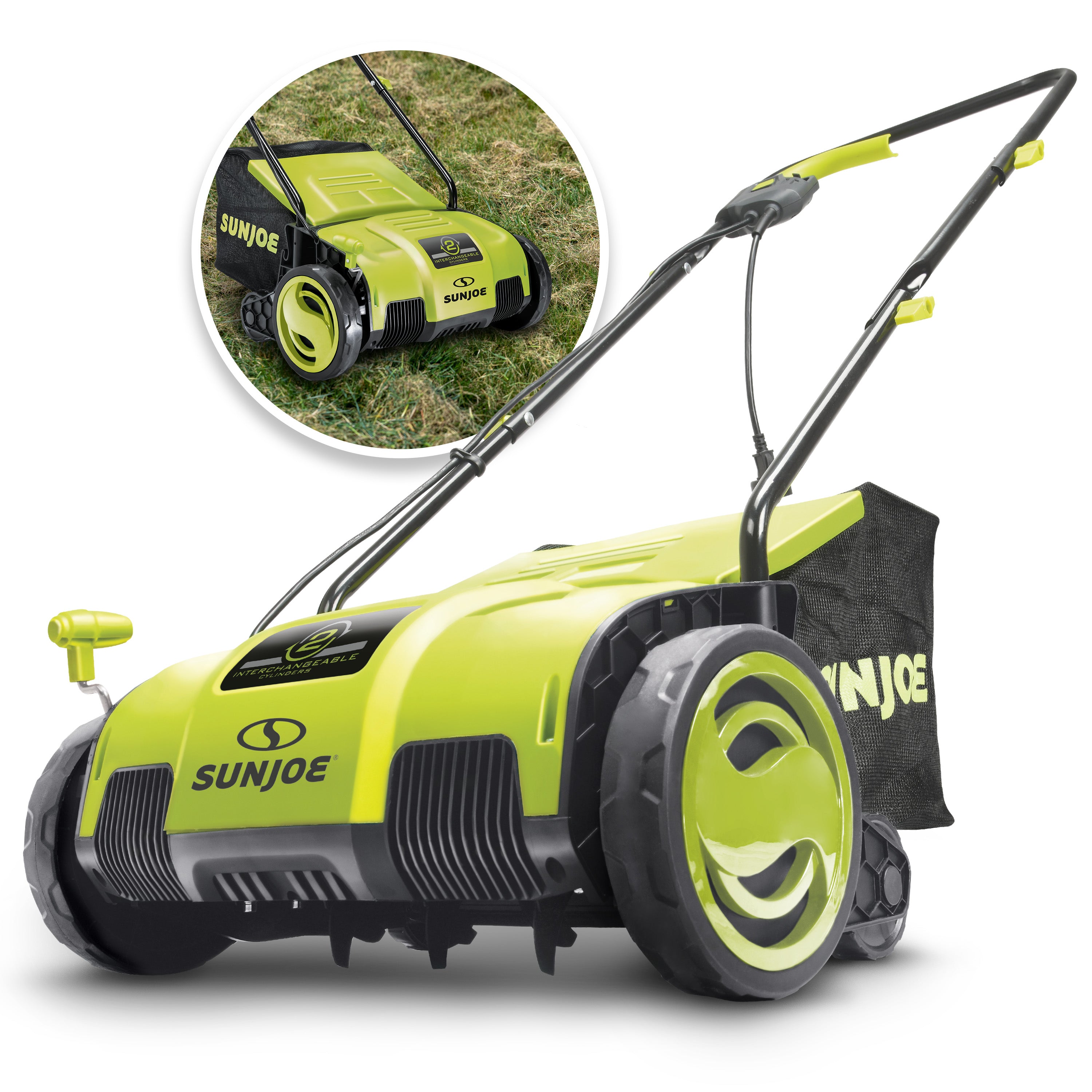 Sun Joe AJ798E Electric Lawn Dethatcher + Scarifier W/ Collection Bag | 12.6-inch | 12-Amp | AirBoost Technology