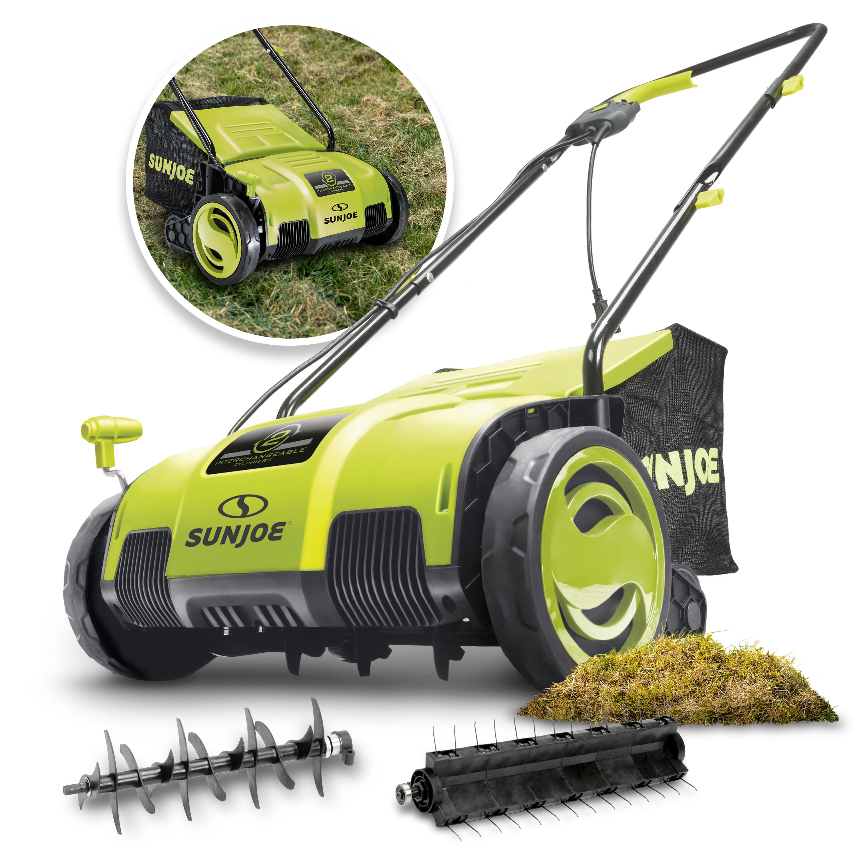 Sun Joe AJ798E Electric Lawn Dethatcher + Scarifier W/ Collection Bag | 12.6-inch | 12-Amp | AirBoost Technology