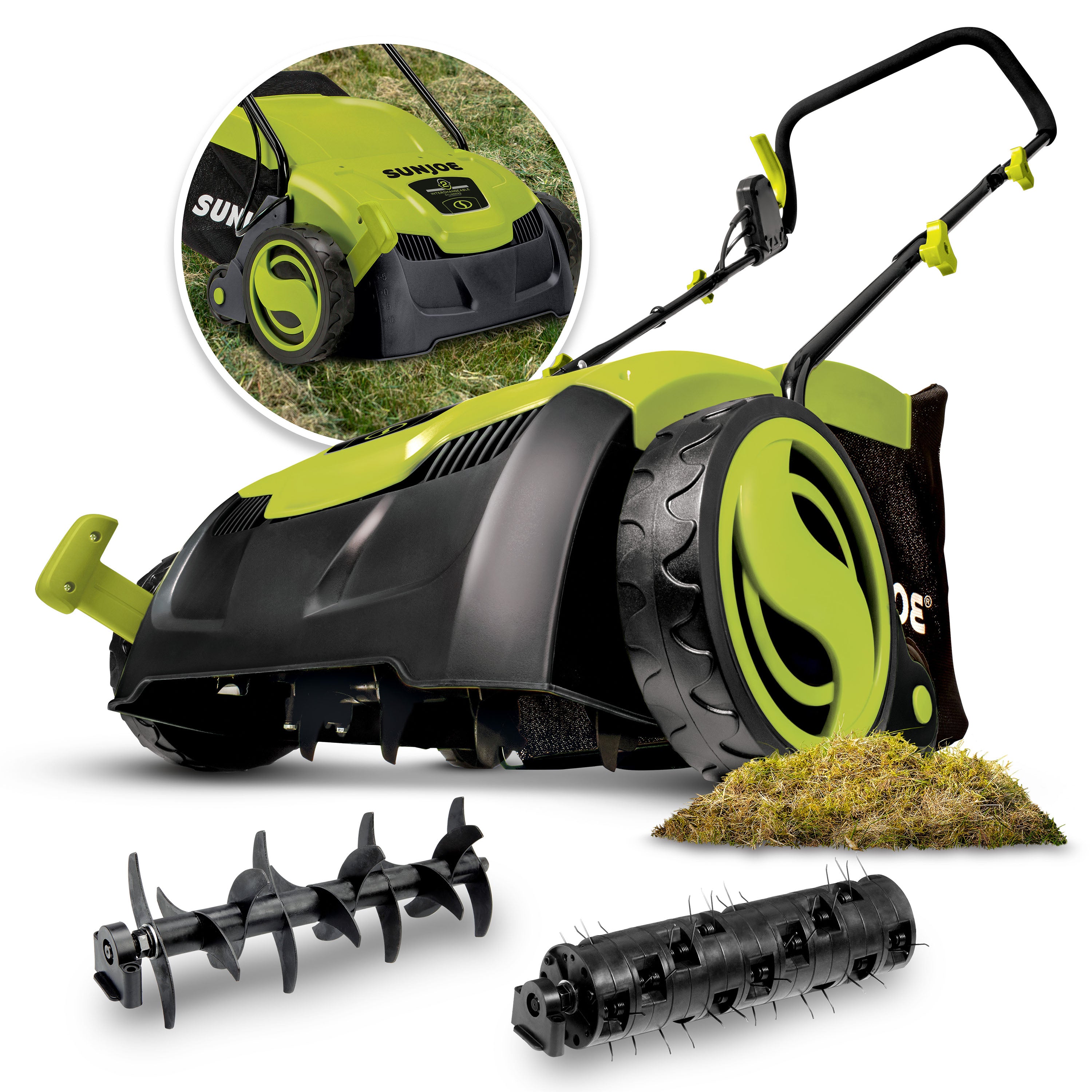 Sun Joe AJ801E Electric Lawn Dethatcher + Scarifier W/ Collection Bag | 12.6-inch | 12-Amp