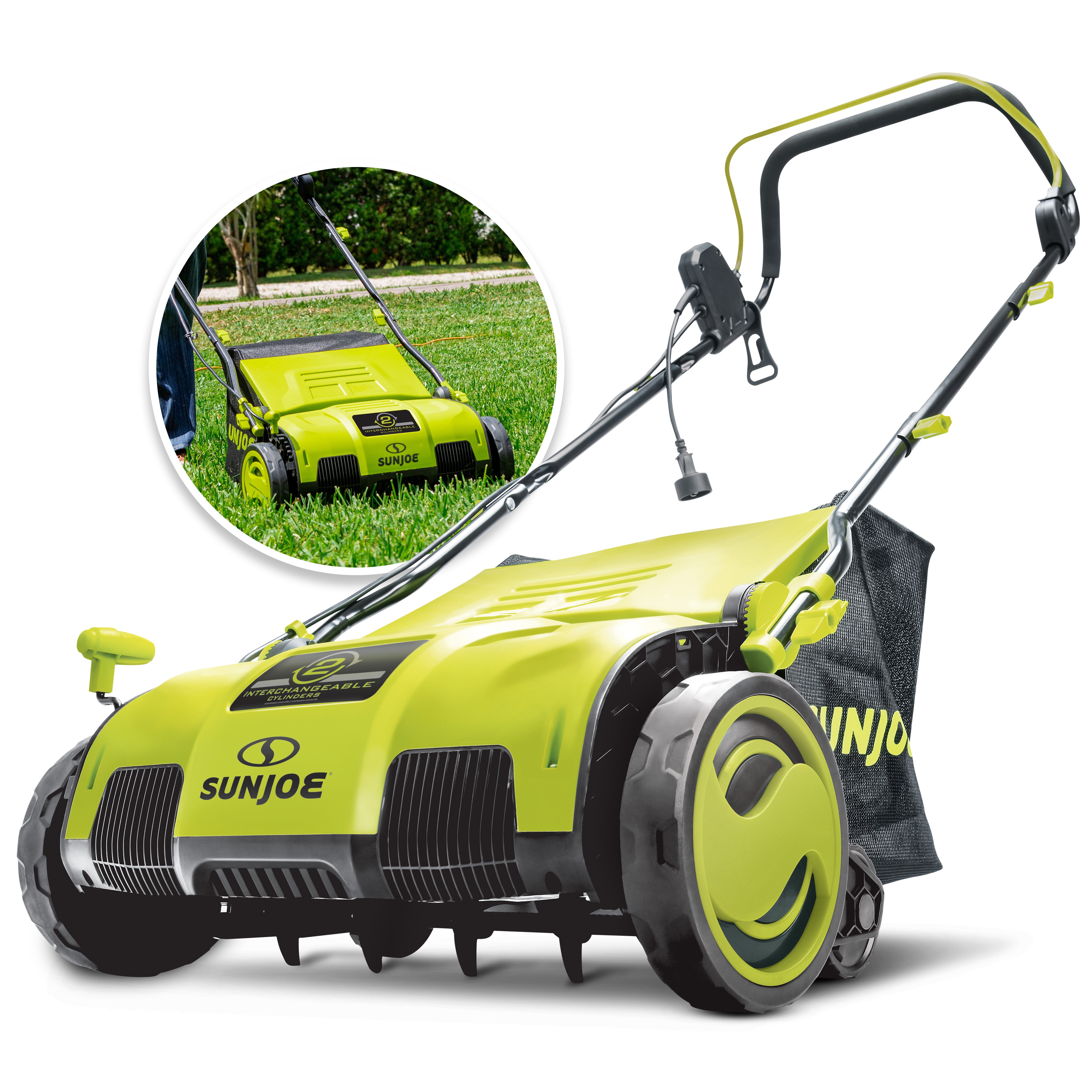 Sun Joe AJ805E Electric Lawn Dethatcher + Scarifier W/ Collection Bag | 15-inch | 13-Amp