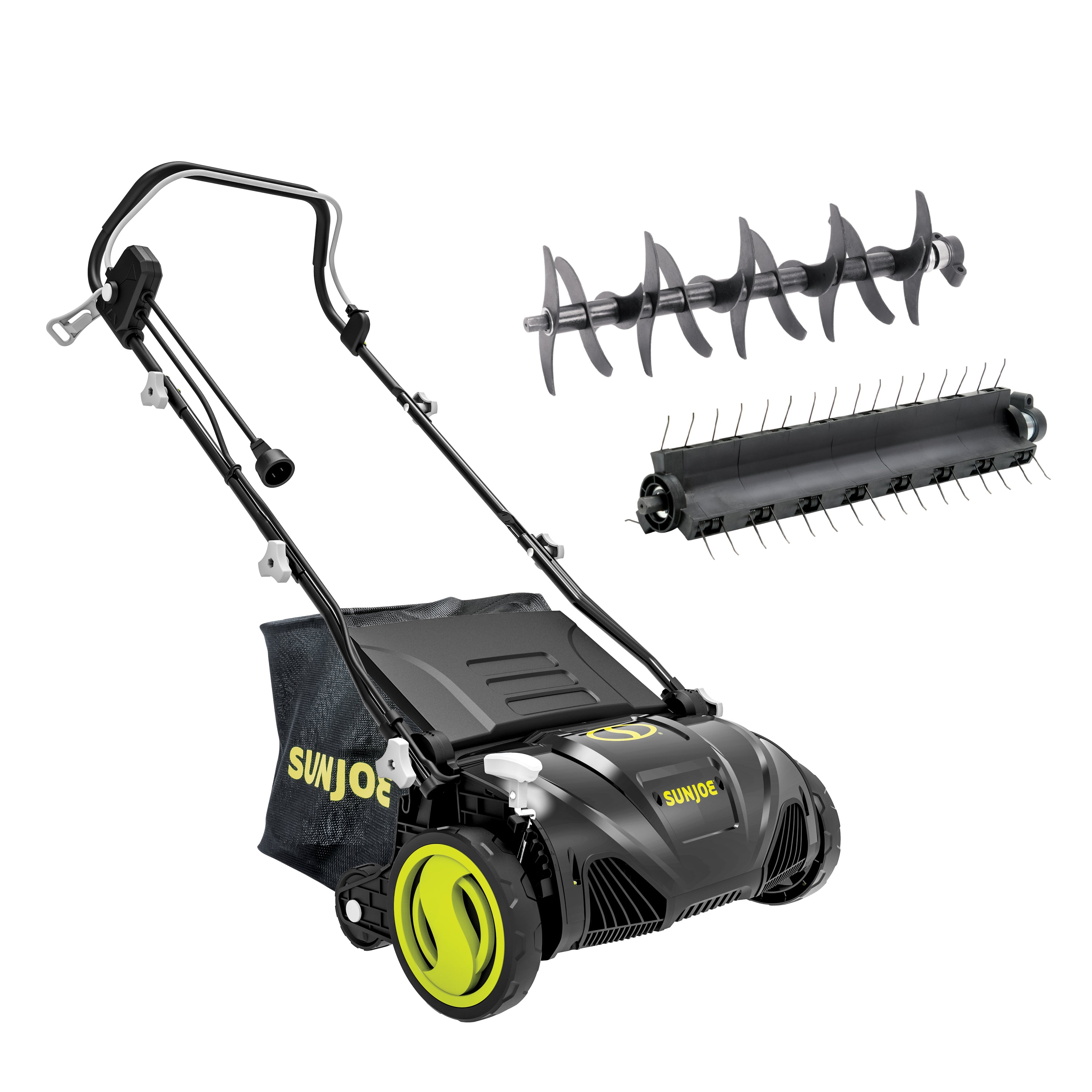 Sun Joe AJ805E Electric Lawn Dethatcher + Scarifier W/ Collection Bag | 15-inch | 13-Amp