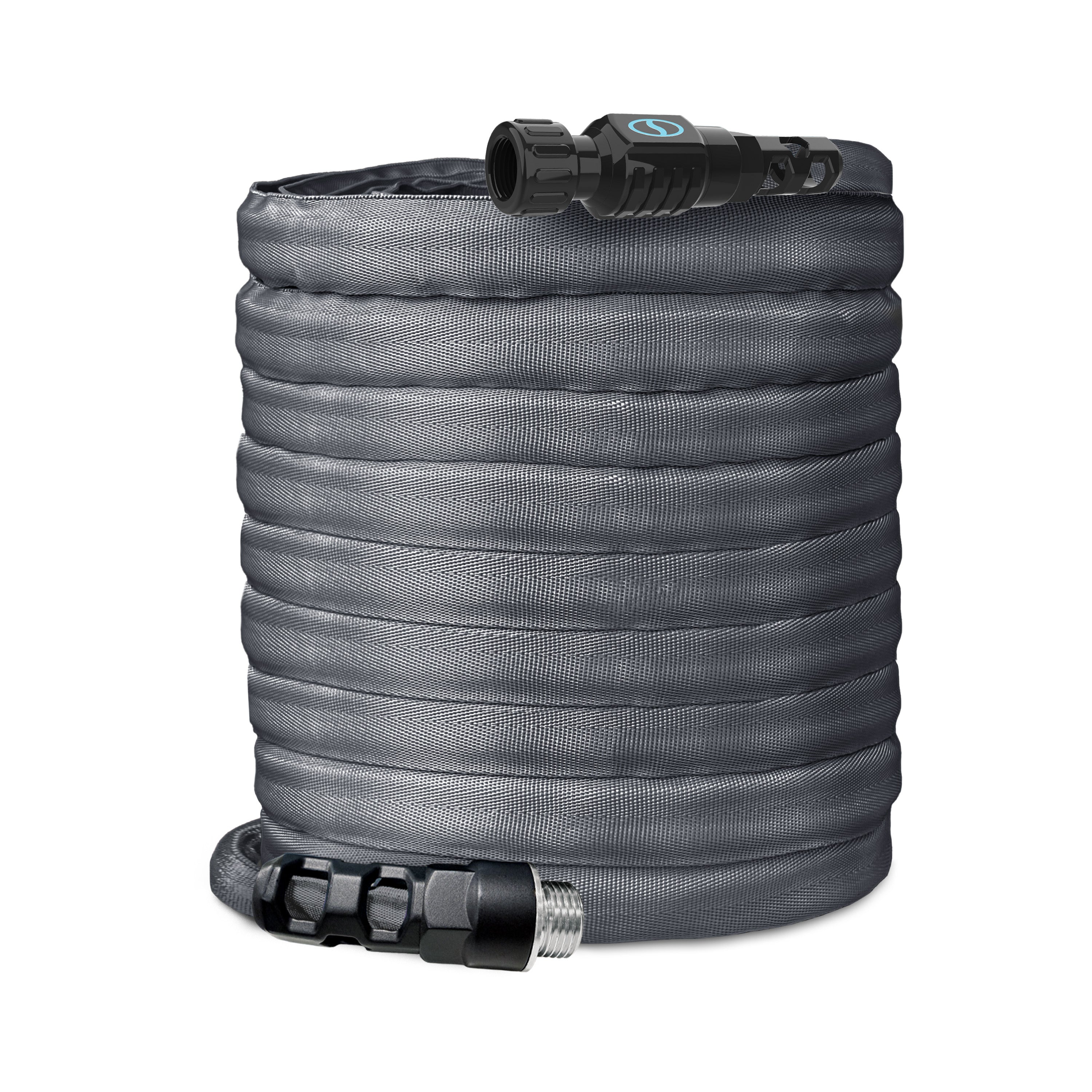 Aqua Joe Kink + Twist-Resistant Weather-Resistant FiberJacket Garden Hose | 100-Foot | 5/8-Inch Diameter
