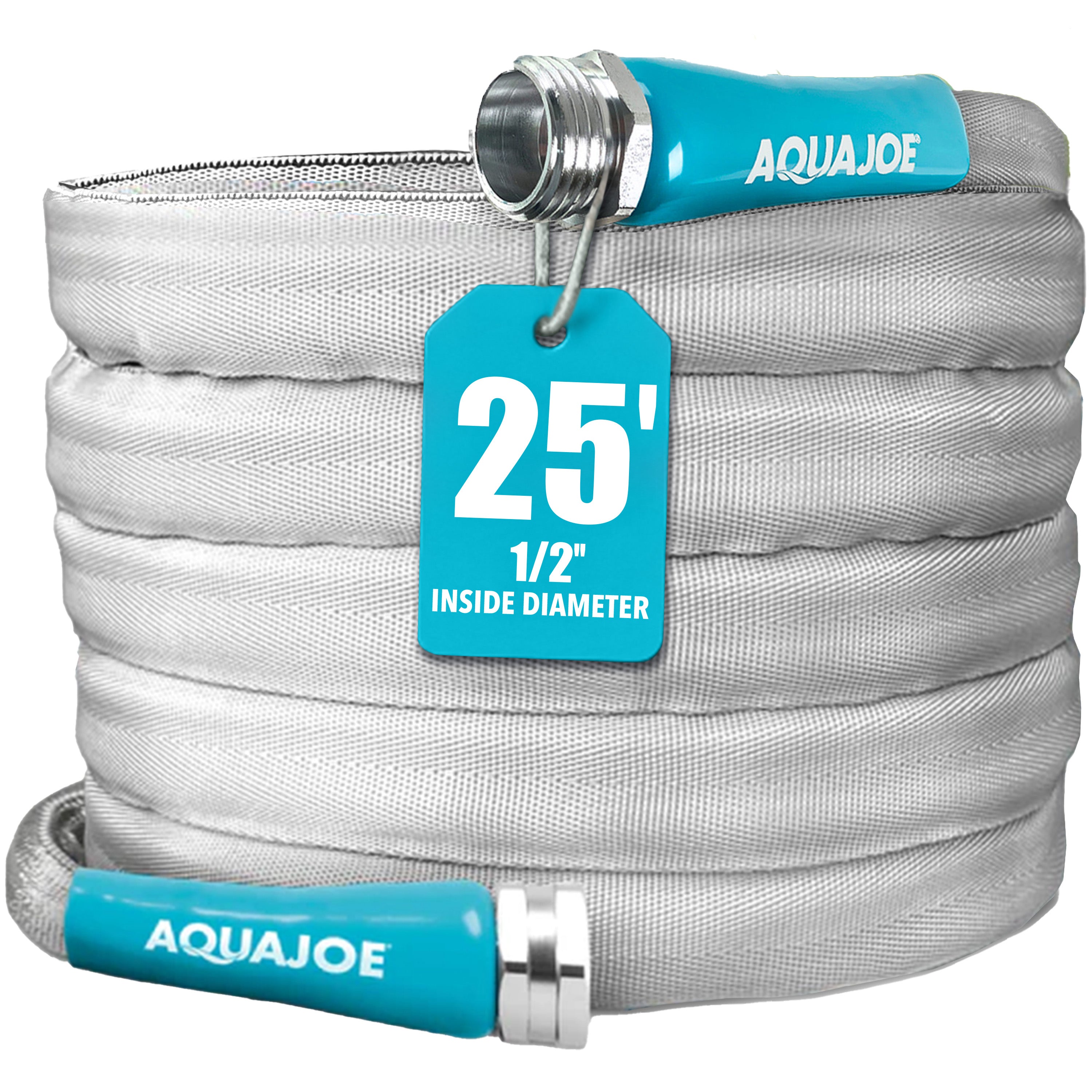 Aqua Joe Xtreme Fiberjacket Garden Hose | 25-Foot | 2-Pack | Metal Fittings