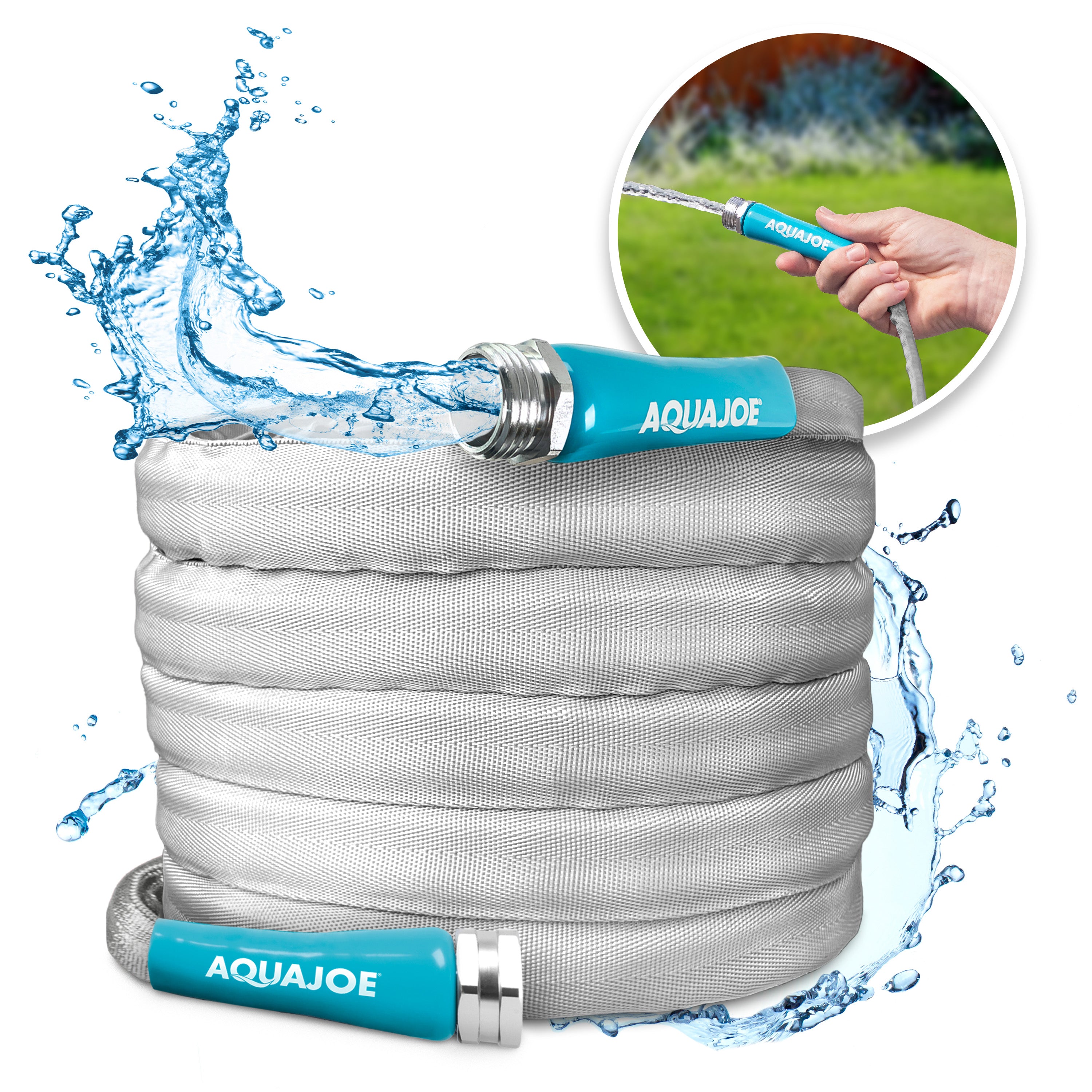 Aqua Joe AJFJH-58-PRX Xtreme Ultra Flexible Non-Expanding Kink-Resistant FiberJacket Garden Hose | 5/8-Inch Diameter