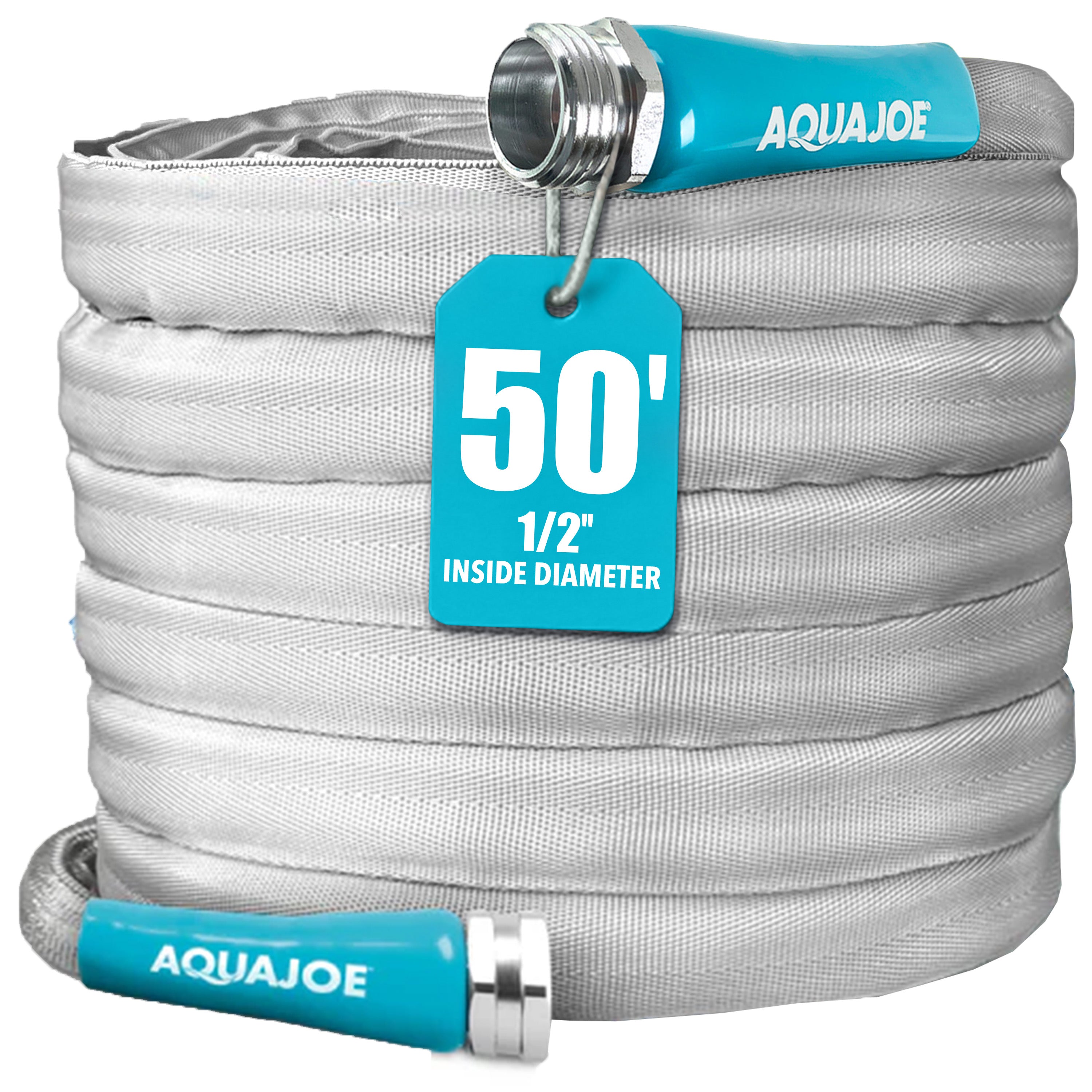 Aqua Joe Xtreme Fiberjacket Garden Hose | 50-Foot | 2-Pack | Metal Fittings
