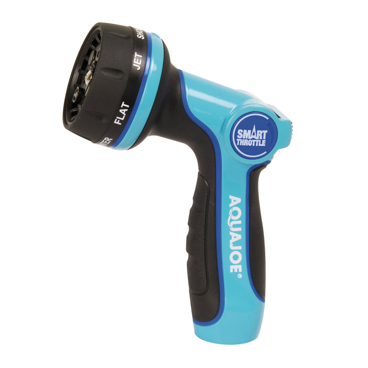 Left-side view of the Aqua Joe Heavy Duty Indestructible Metal Multi Function Adjustable Hose Nozzle.