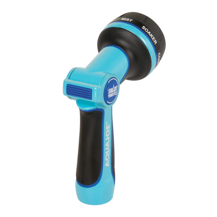 Rear-angled view of the Aqua Joe Heavy Duty Indestructible Metal Multi Function Adjustable Hose Nozzle.