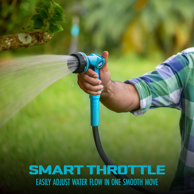 best spray nozzle for garden hose Aqua Joe Heavy Duty Metal Adjustable Hose Nozzle w/ Smart Throttle