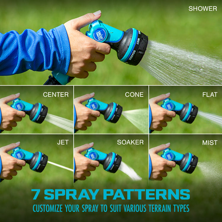 garden hose attachment sprayer Aqua Joe Heavy Duty Metal Adjustable Hose Nozzle w/ Smart Throttle