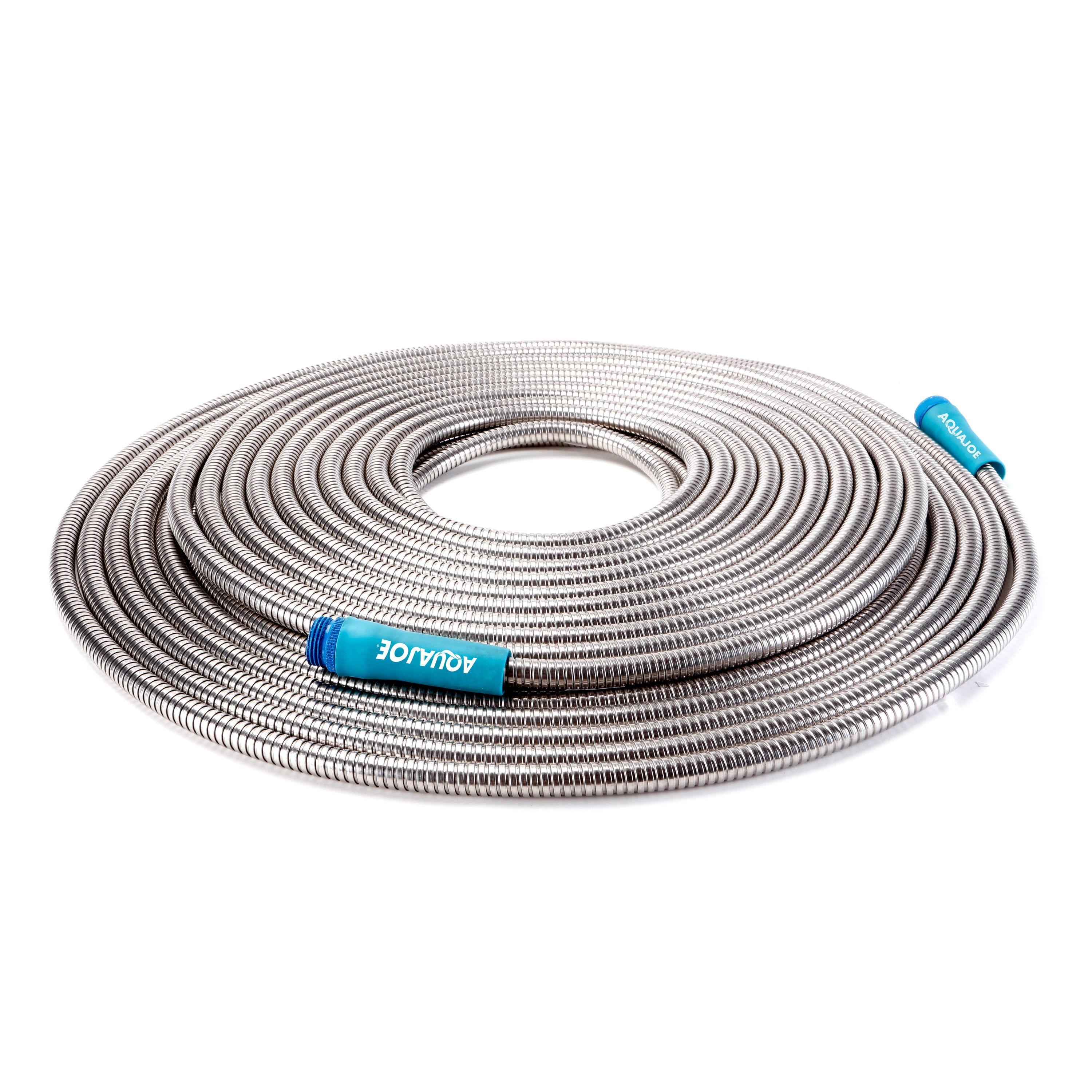 Aqua Joe 100-foot Heavy-Duty Puncture Proof Kink-Free Metal Garden Hose.