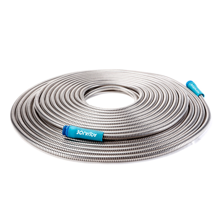 Aqua Joe 100-foot Heavy-Duty Puncture Proof Kink-Free Metal Garden Hose.