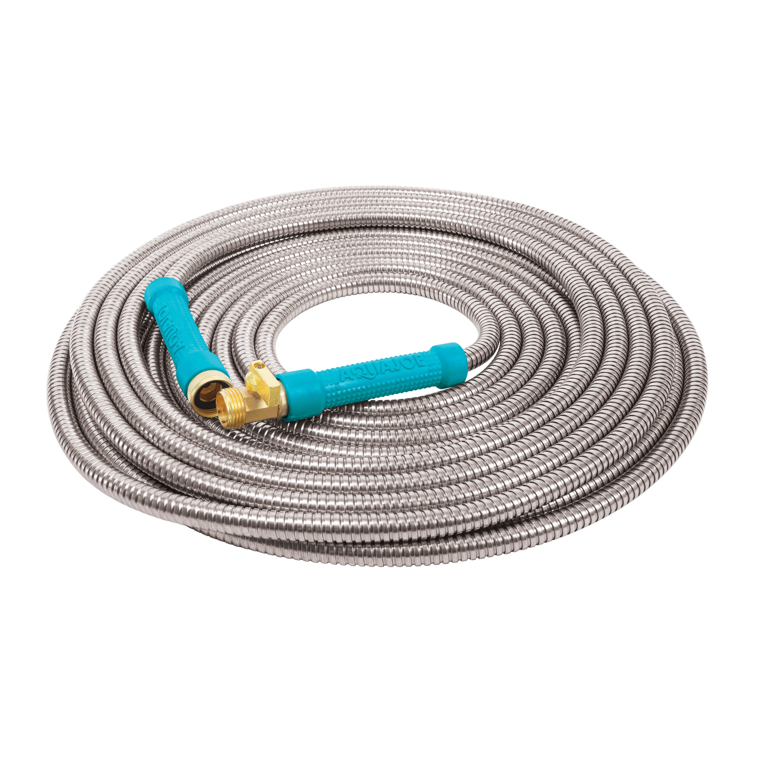 Aqua Joe 50-foot heavy-duty metal garden hose.