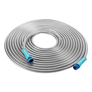 Aqua Joe 50-foot Heavy-Duty Puncture Proof Kink-Free Metal Garden Hose.