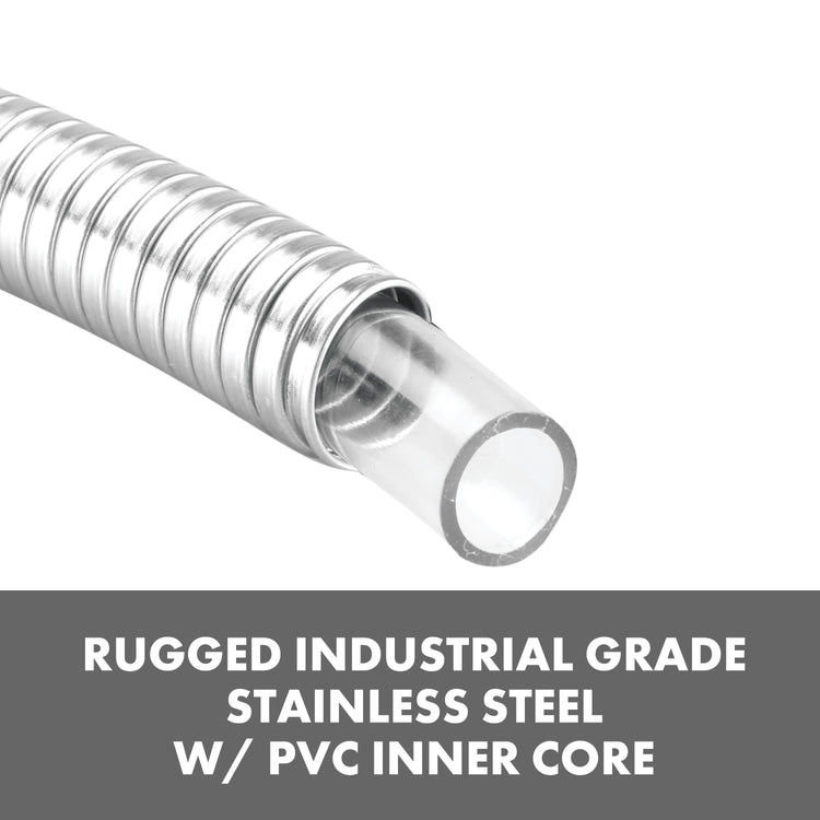 PVC core of aqua joe metal garden hose