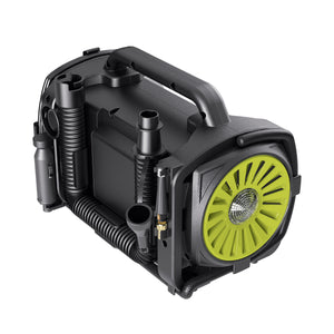 Rear-angled view of the Sun Joe Hybrid 12-Volt/110-Volt AC High Volume Tire Inflator/Deflator.