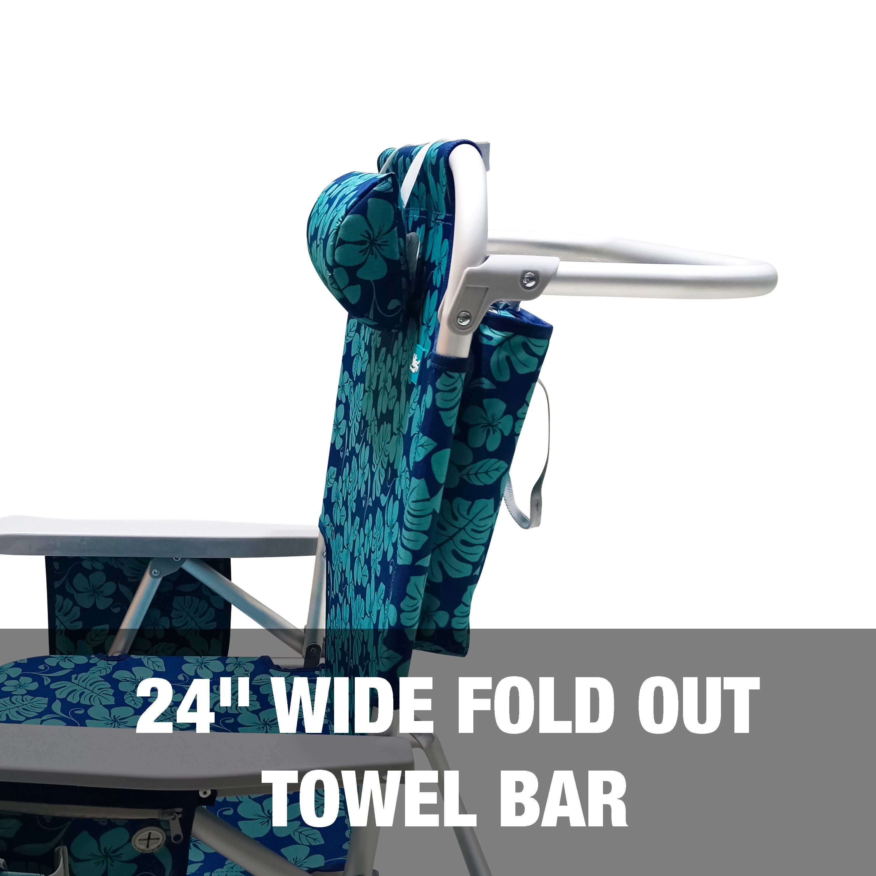 24-inch wide fold out towel bar.