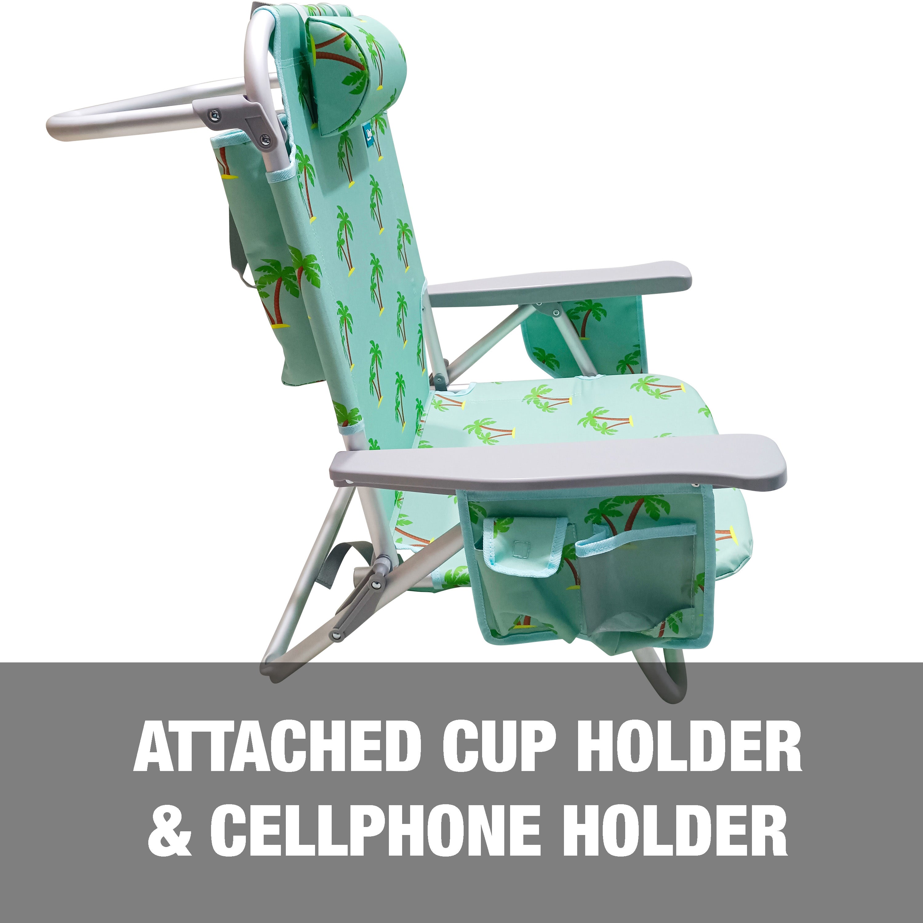 Attached cup holder and cellphone holder.
