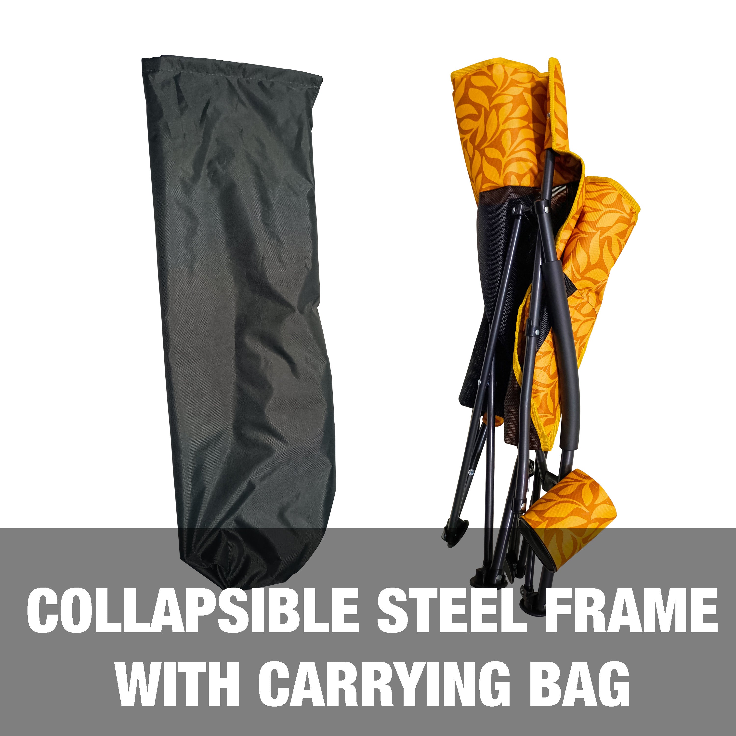Collapsible steel frame with carrying bag.