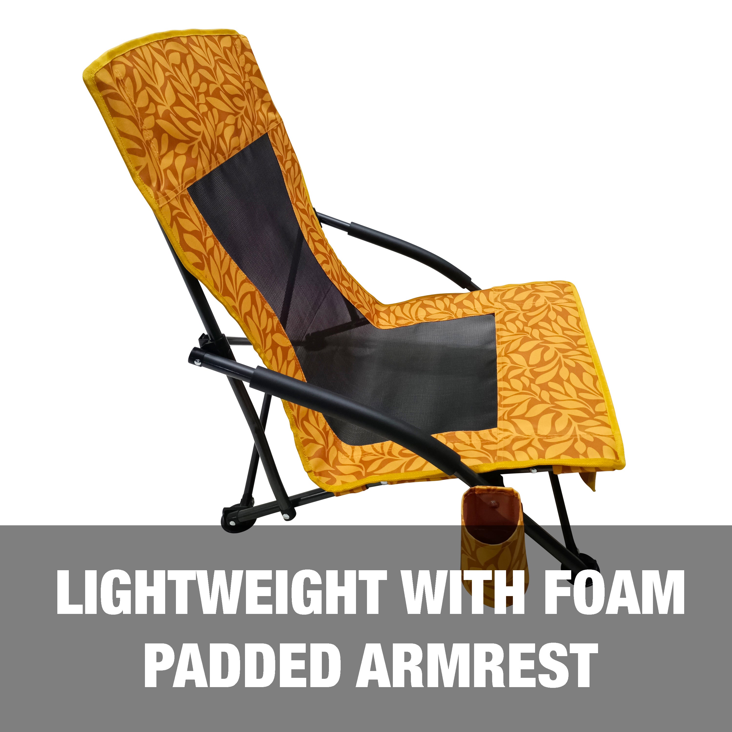 Lightweight with foam padded armrests.