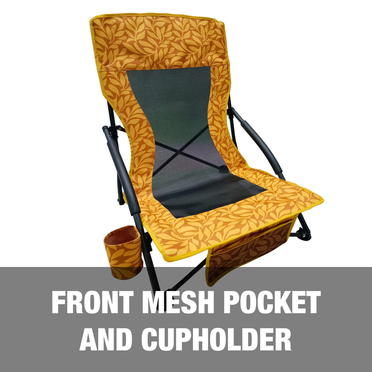 Front mesh pocket and cup holder.