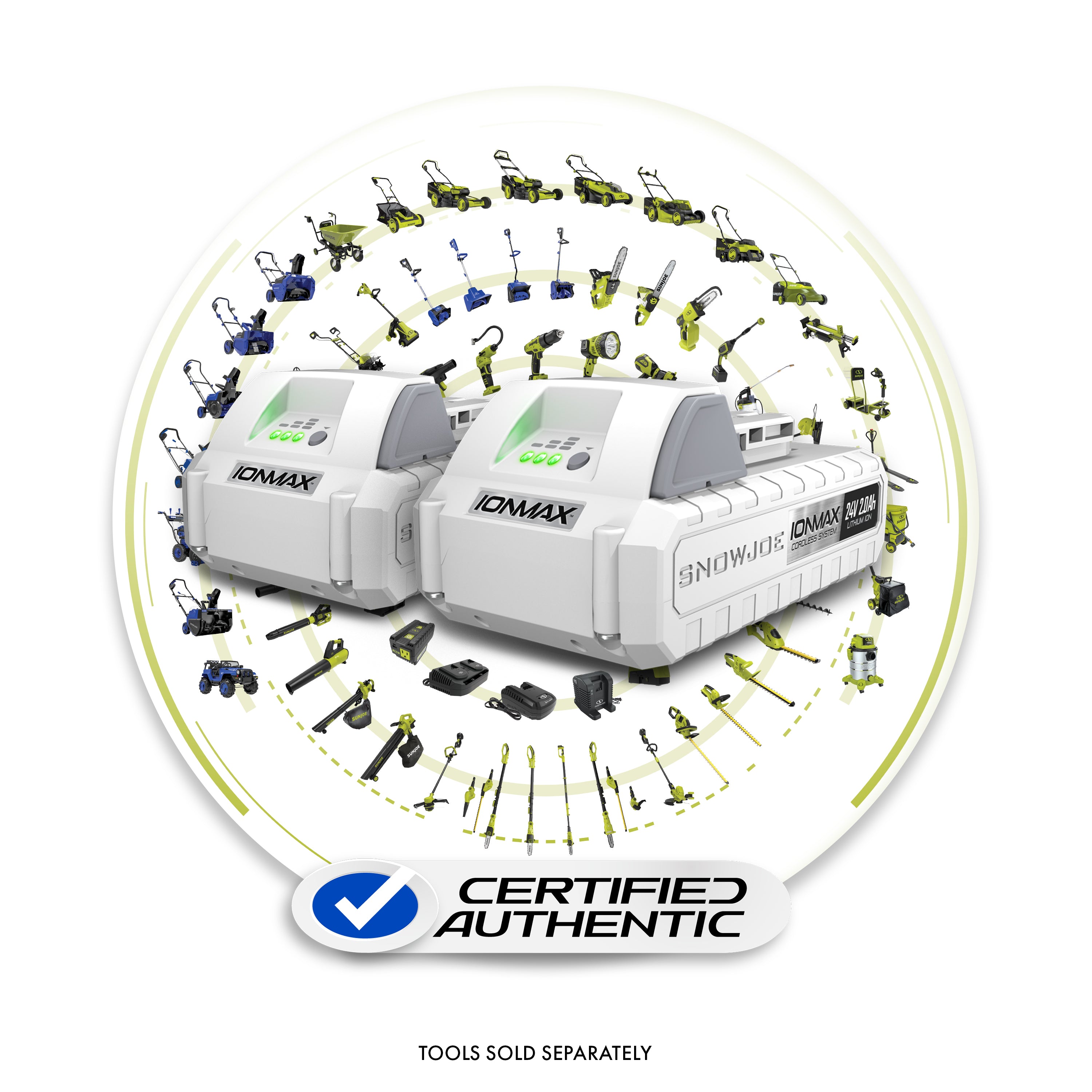Snow Joe + Sun Joe CERTIFIED AUTHENTIC 24-Volt* IONMAX Battery Bundle | 2 x 2.0-Ah Lithium-ion Batteries