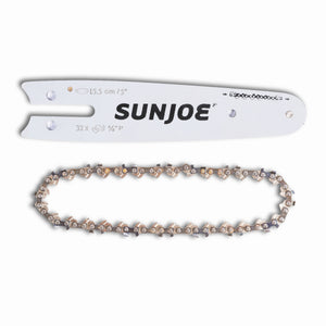 Sun Joe 5-inch Replacement Semi-Chisel Chain and 5-inch bar for chainsaws.