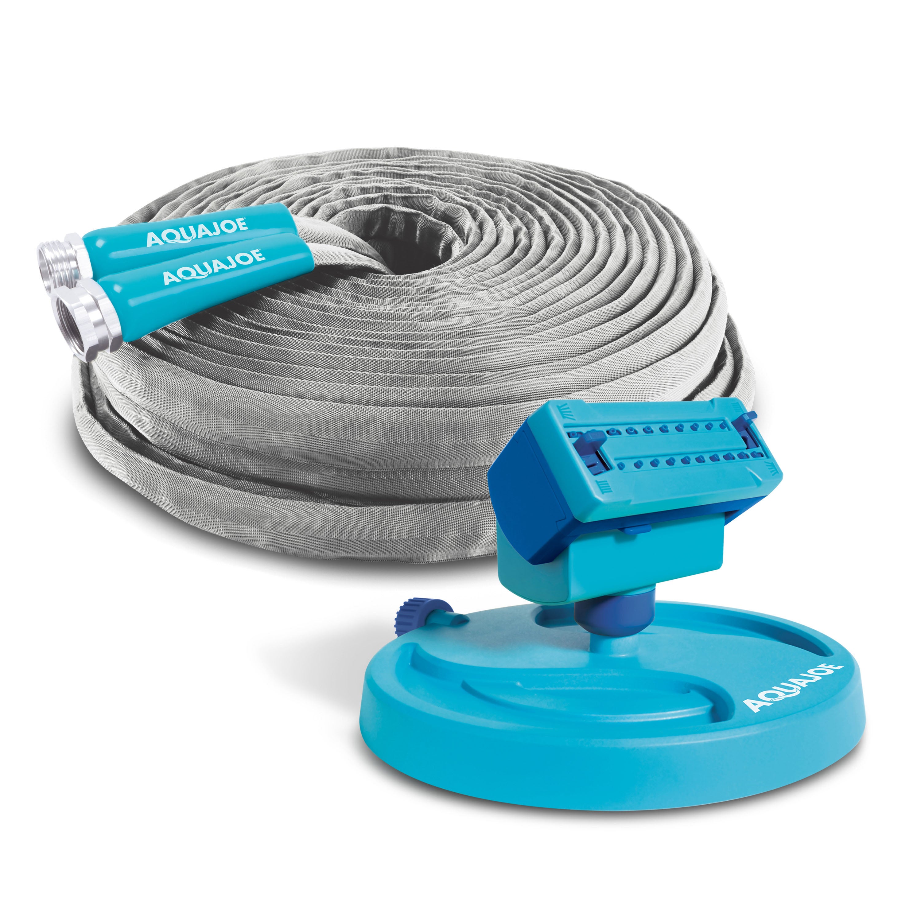 Aqua Joe Oscillating Sprinkler + 100ft Fiberjacket Hose, 4,250 Sq. Ft. Max Coverage