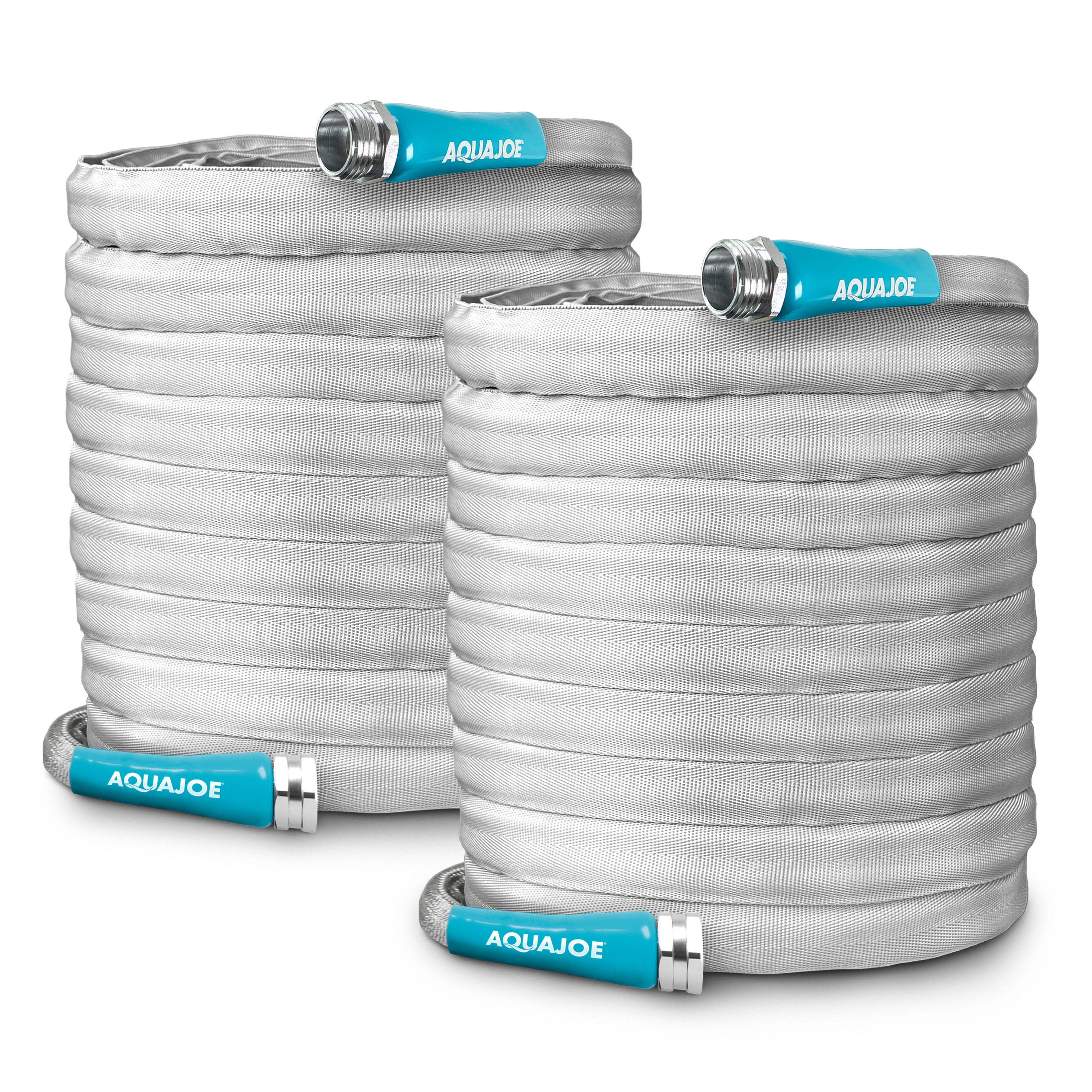 Aqua Joe Xtreme Fiberjacket Garden Hose | 100-Foot | 2-Pack | Metal Fittings