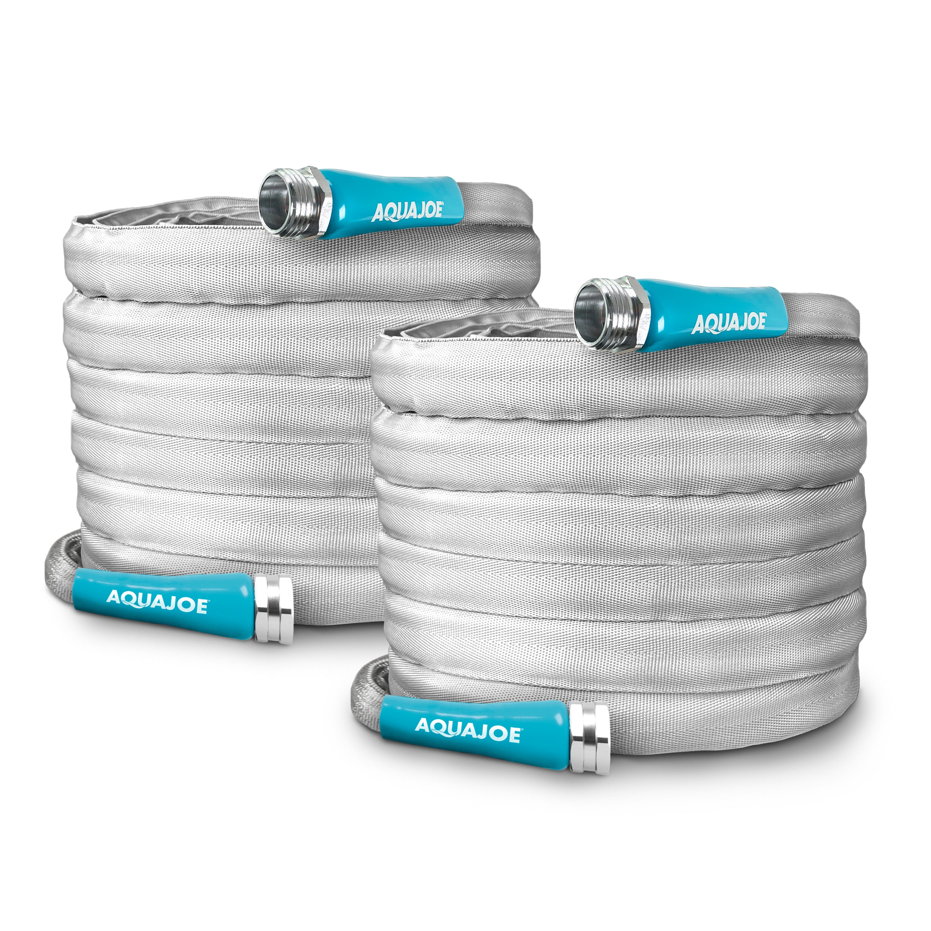 Aqua Joe Xtreme Fiberjacket Garden Hose | 50-Foot | 2-Pack | Metal Fittings