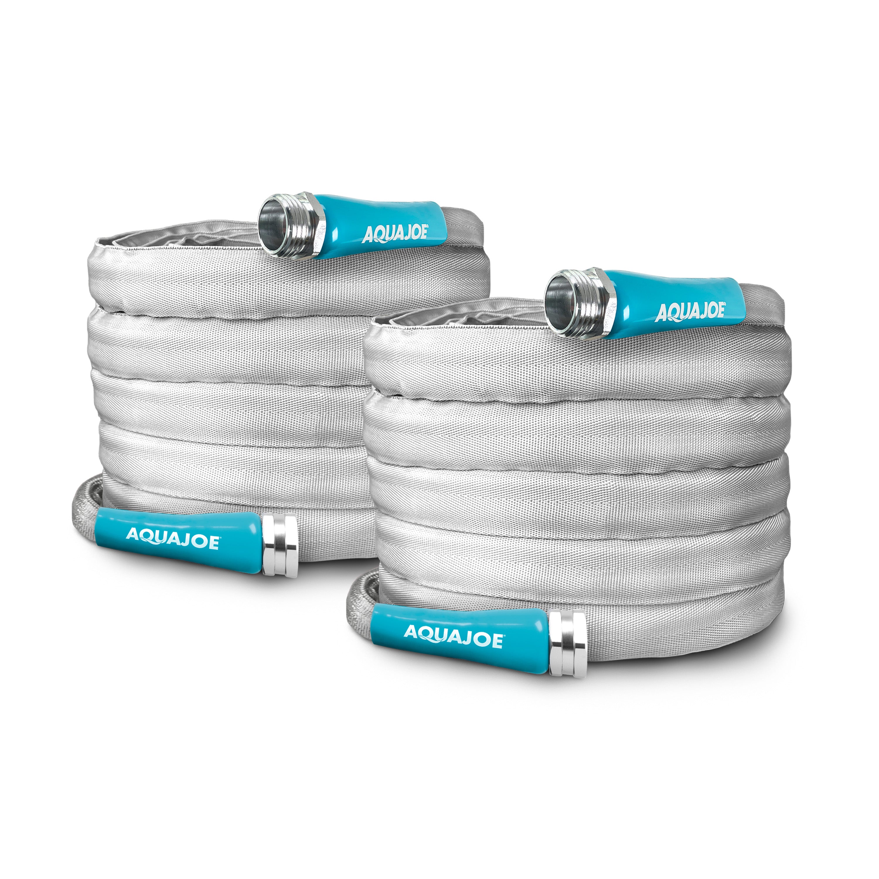 Aqua Joe Xtreme Fiberjacket Garden Hose | 25-Foot | 2-Pack | Metal Fittings