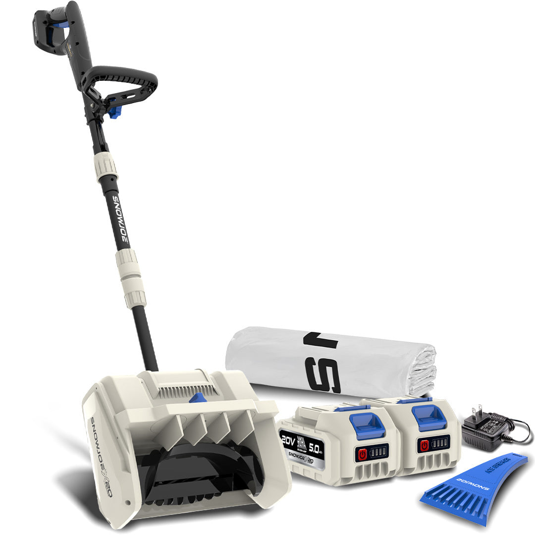 Snow Joe 20-Volt Cordless Snow Shovel Kit | Directional Chute | Brushless Motor | W/ 2 x 5.0-Ah Batteries, Charger, Cover, and Ice Scraper