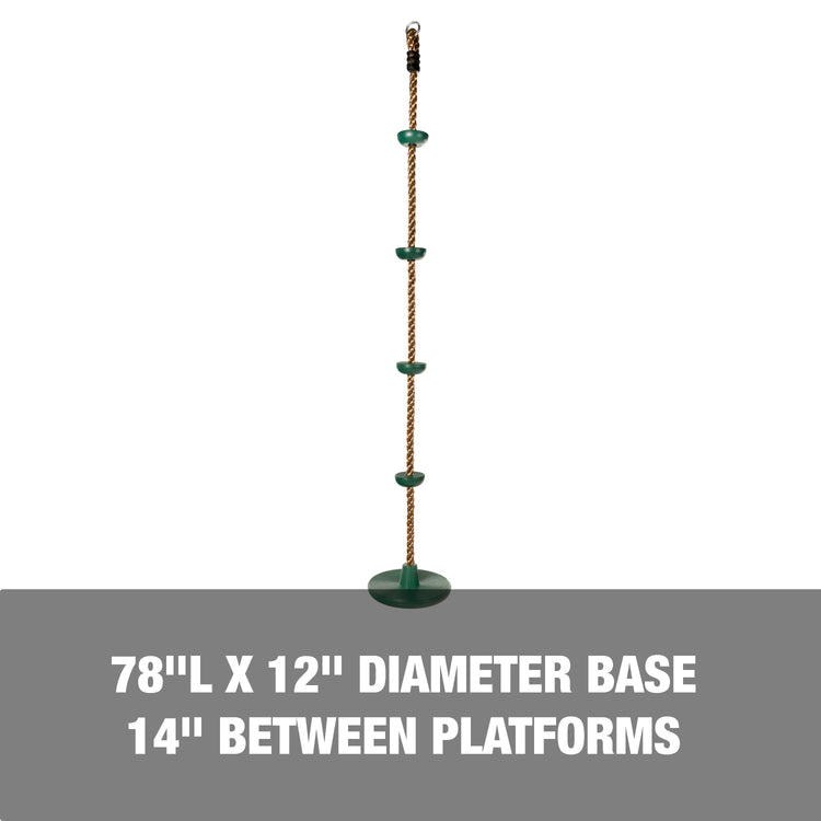 78 inches long with a 12-inch diameter base and 14-inches between platforms.